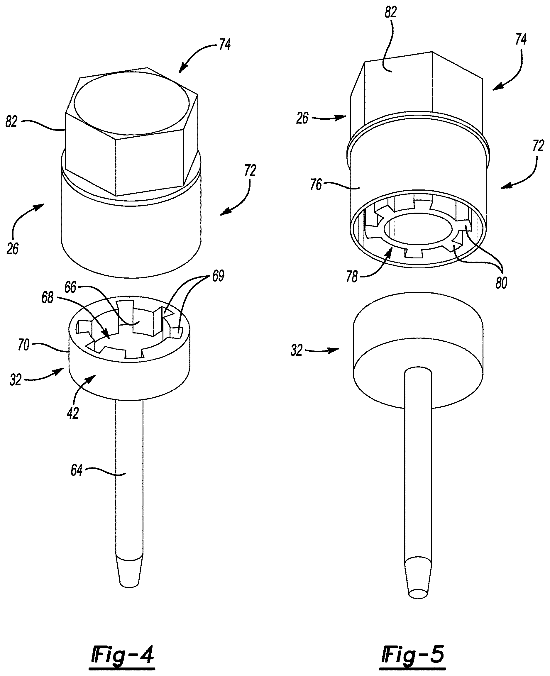 Patent US12617359 Figure 3 – Clamp assembly for vehicle battery configured to interface with locking lug nut key