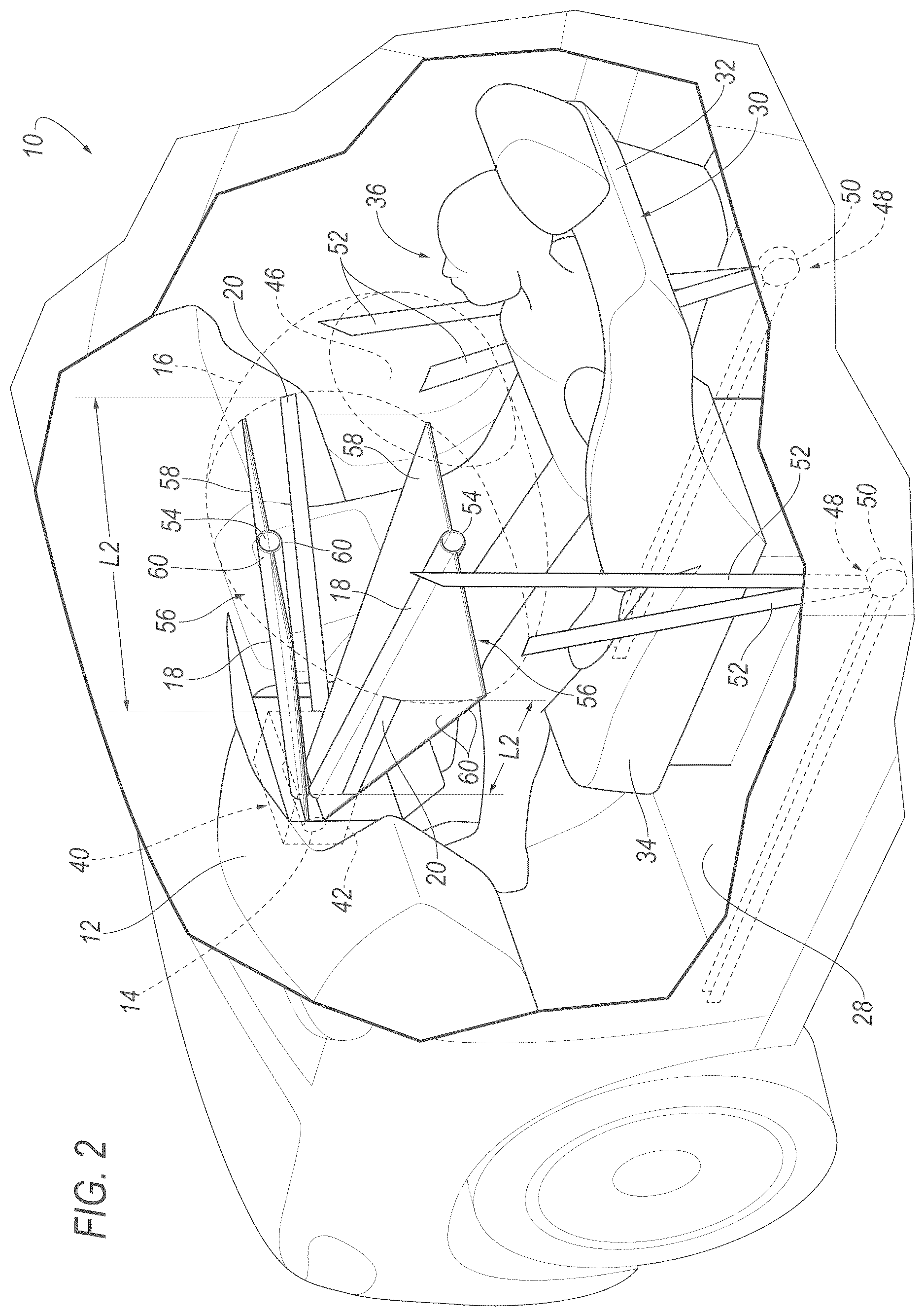 Patent US12617363 Figure 2 – Vehicle airbag assembly with tethered airbag