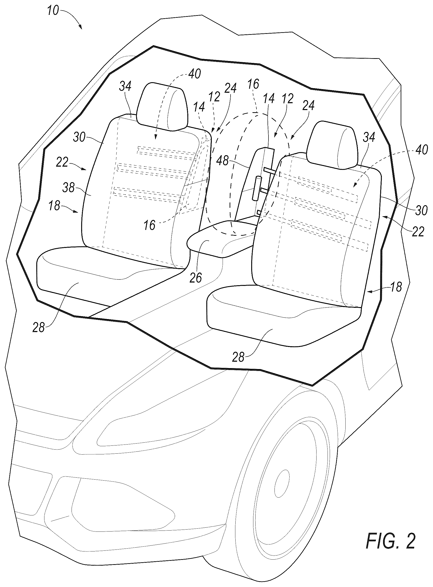 Patent US12617364 Figure 2 – Side airbag assembly