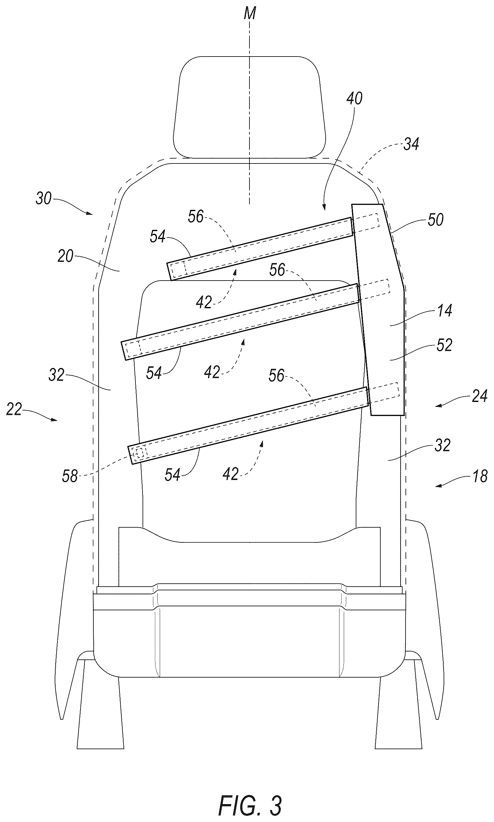 Patent US12617364 Figure 3 – Side airbag assembly