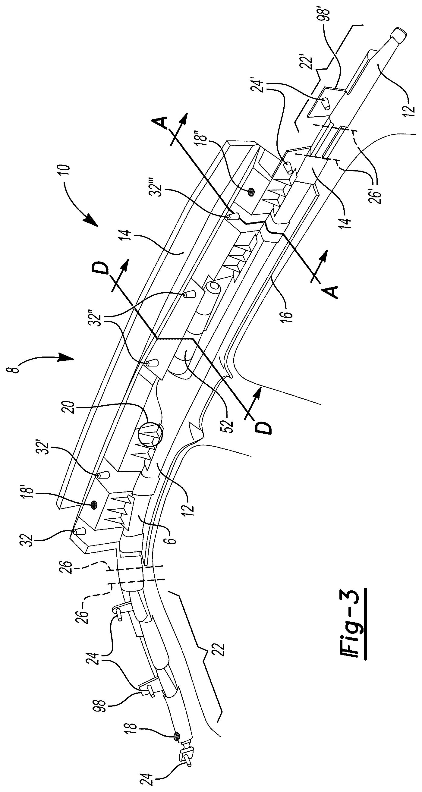 Patent US12617365 Figure 3 – Integrated roof rail airbag and interior trim assembly for automotive vehicles