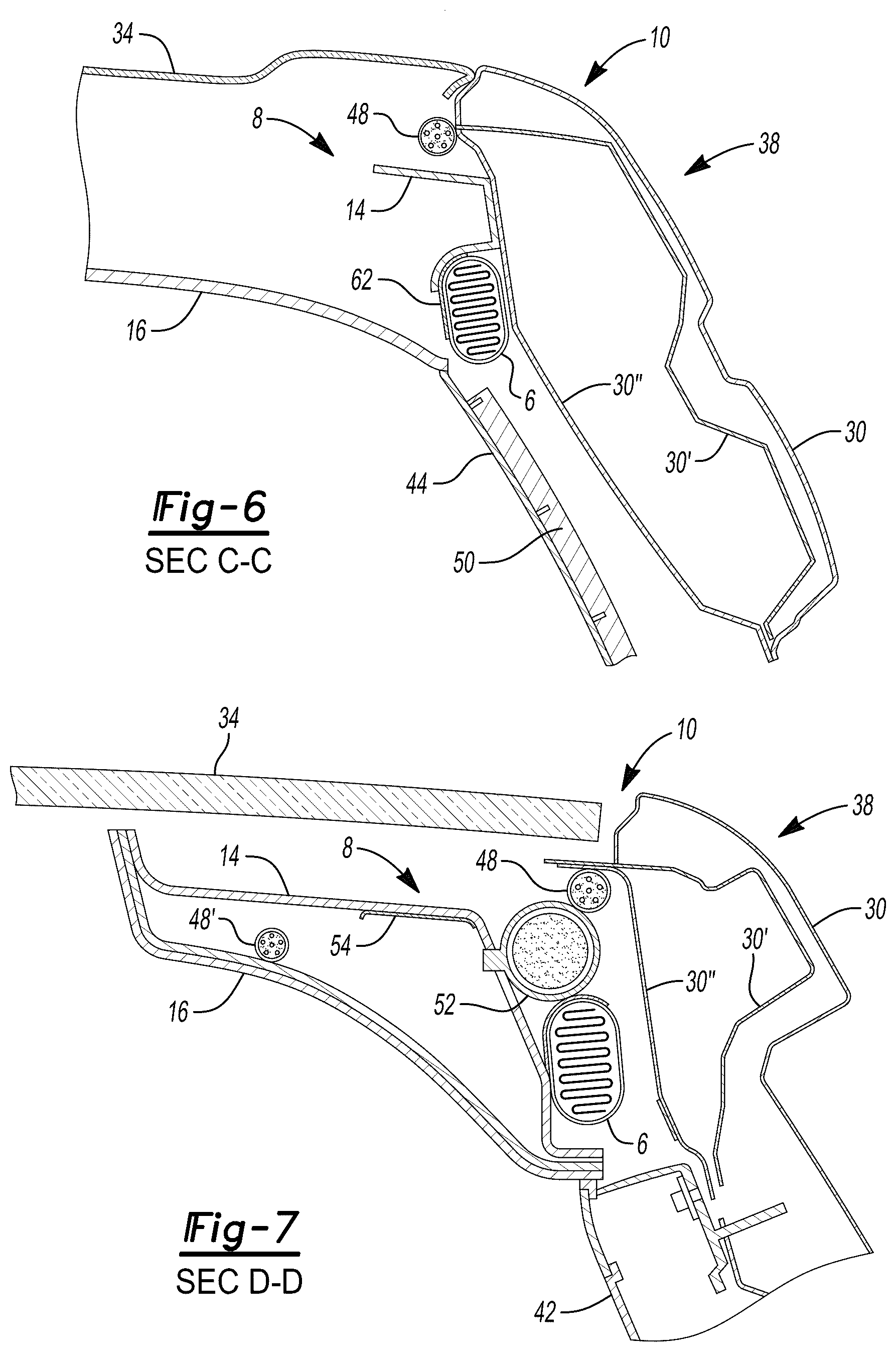 Patent US12617365 Figure 5 – Integrated roof rail airbag and interior trim assembly for automotive vehicles