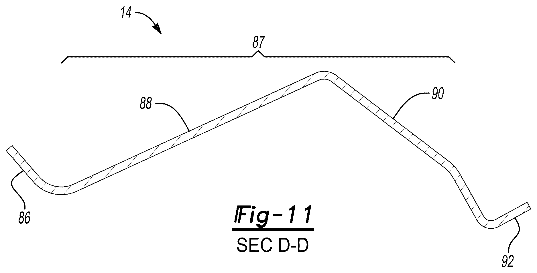 Patent US12617365 Figure 8 – Integrated roof rail airbag and interior trim assembly for automotive vehicles