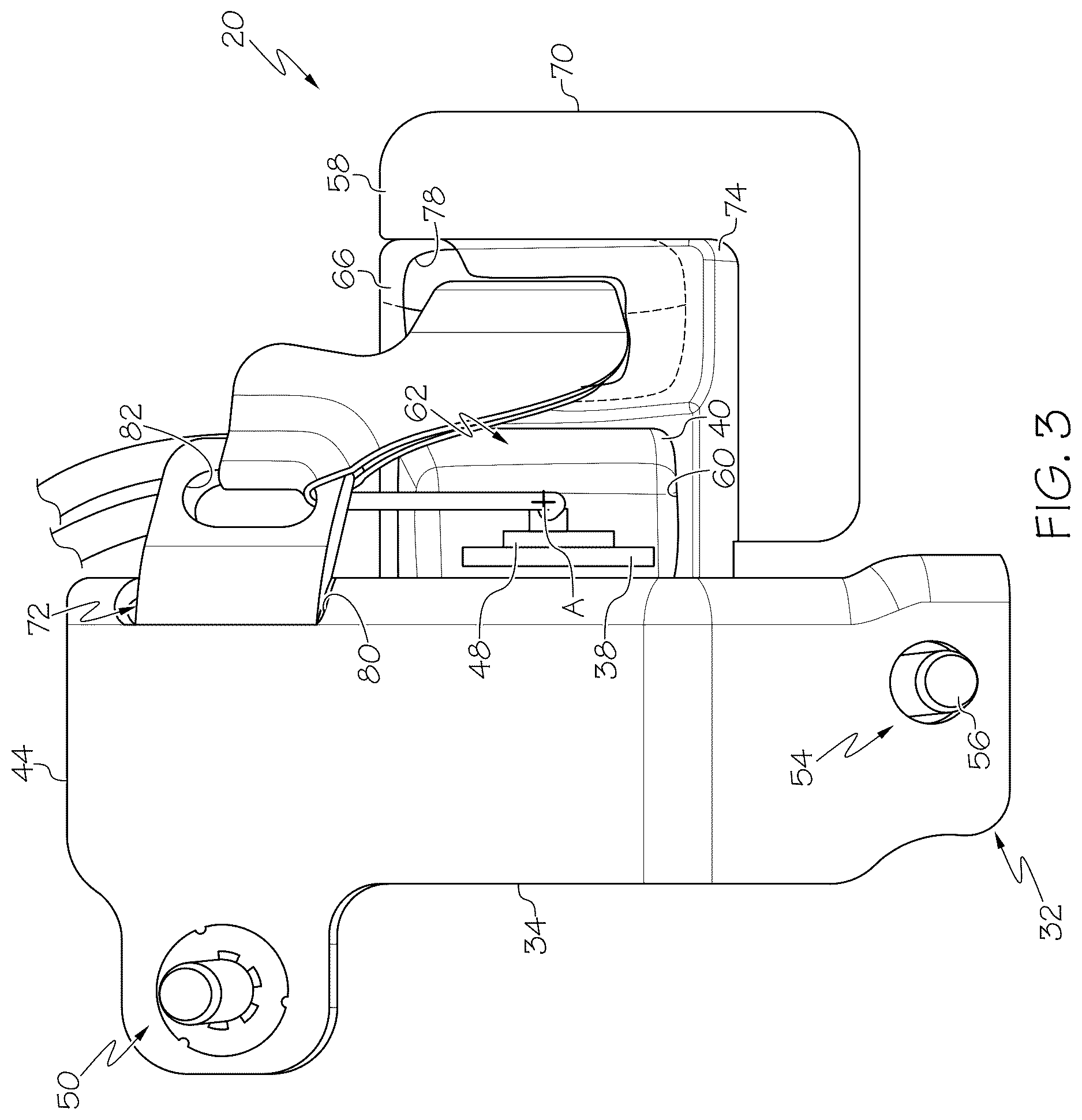Patent US12617368 Figure 3 – Seat belt buckle assemblies for use with a seat belt of a vehicle