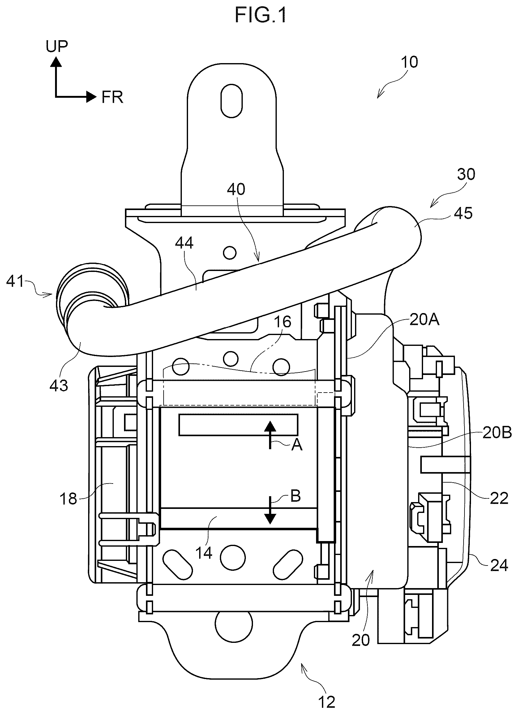 Patent US12617371 Figure 1 – Webbing take-up device
