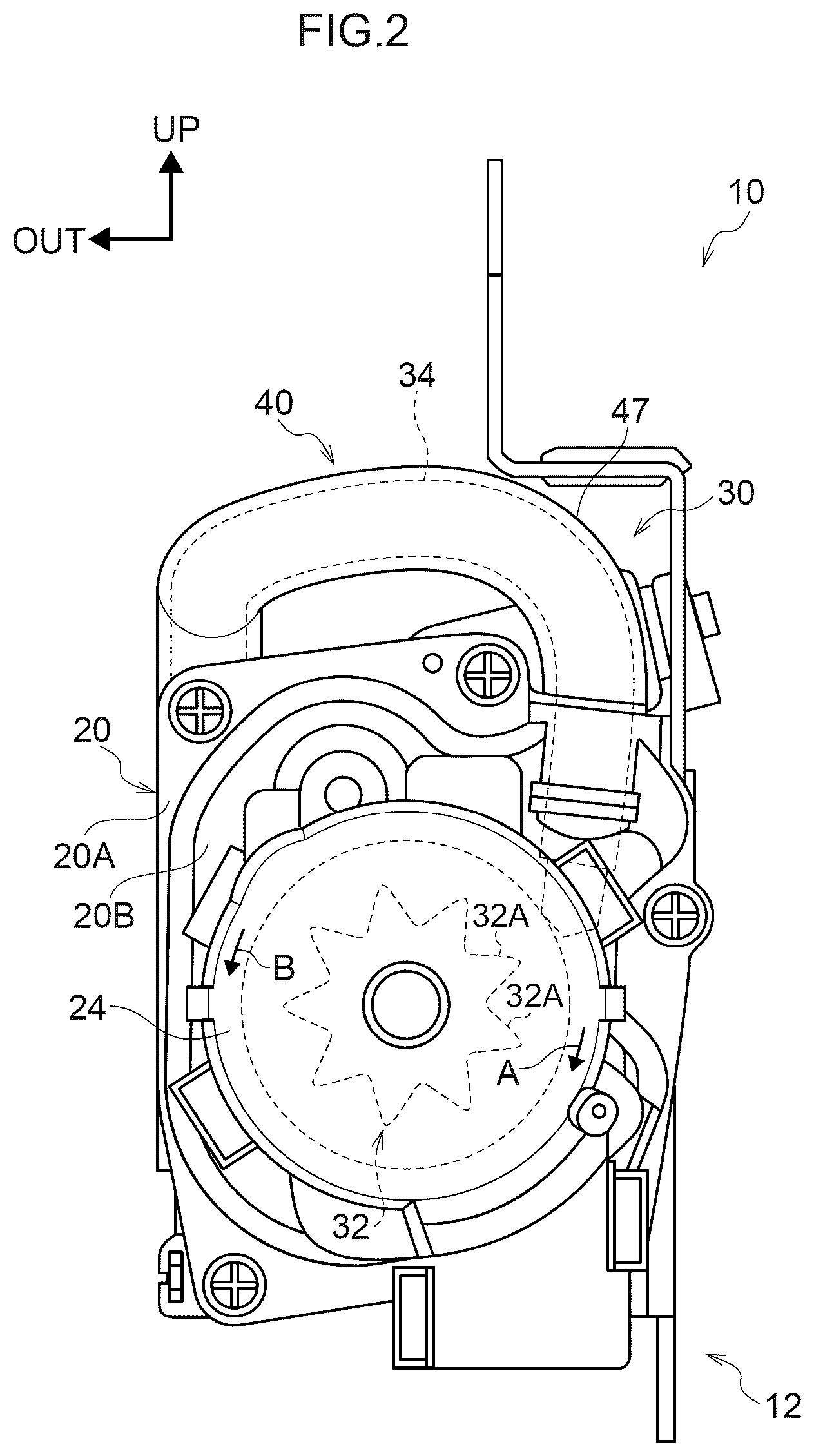 Patent US12617371 Figure 2 – Webbing take-up device