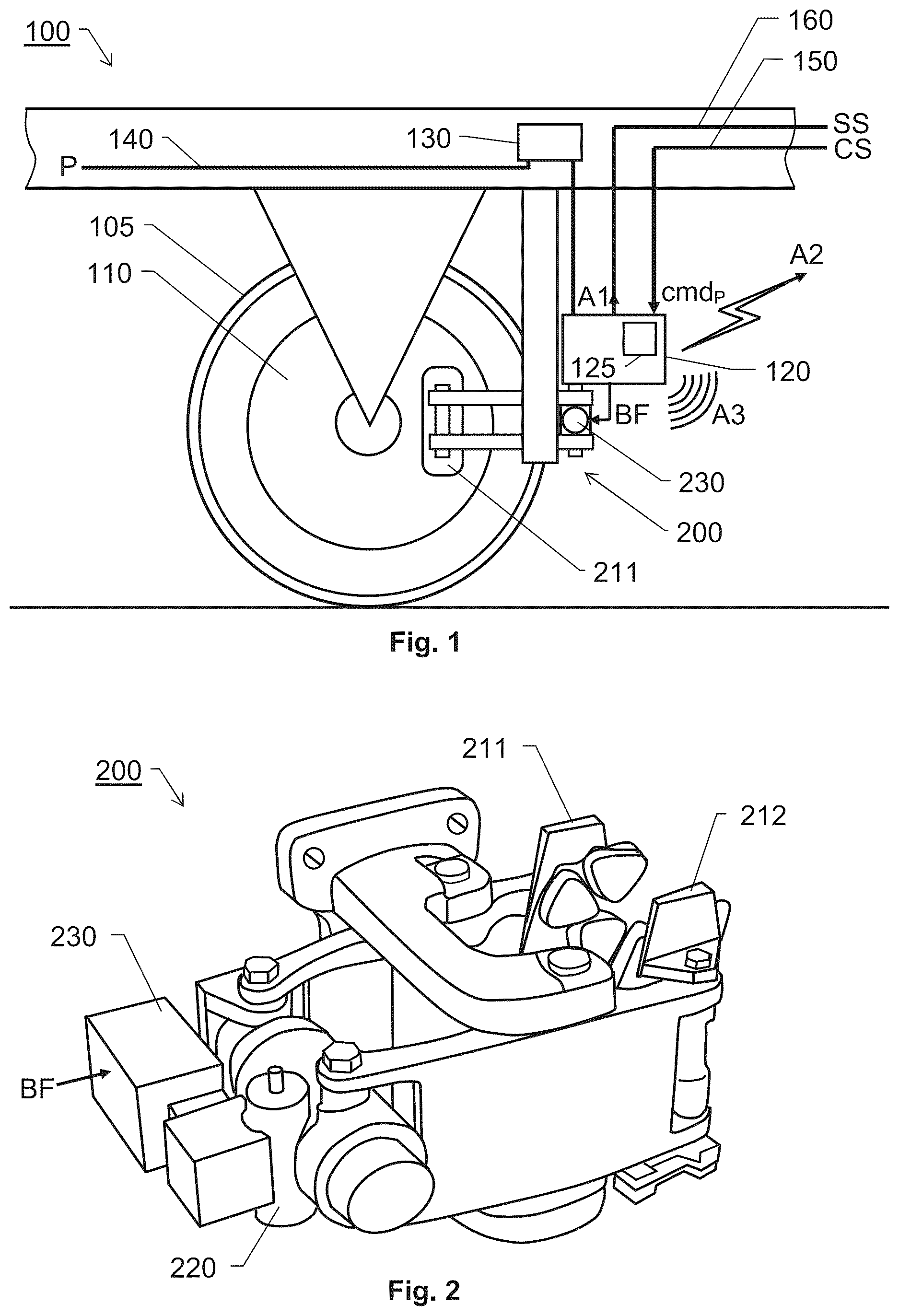 Patent US12617376 Figure 1 – Parking brake system, computer-implemented method of controlling a parking brake system of a rail vehicle, computer program and non-volatile data carrier