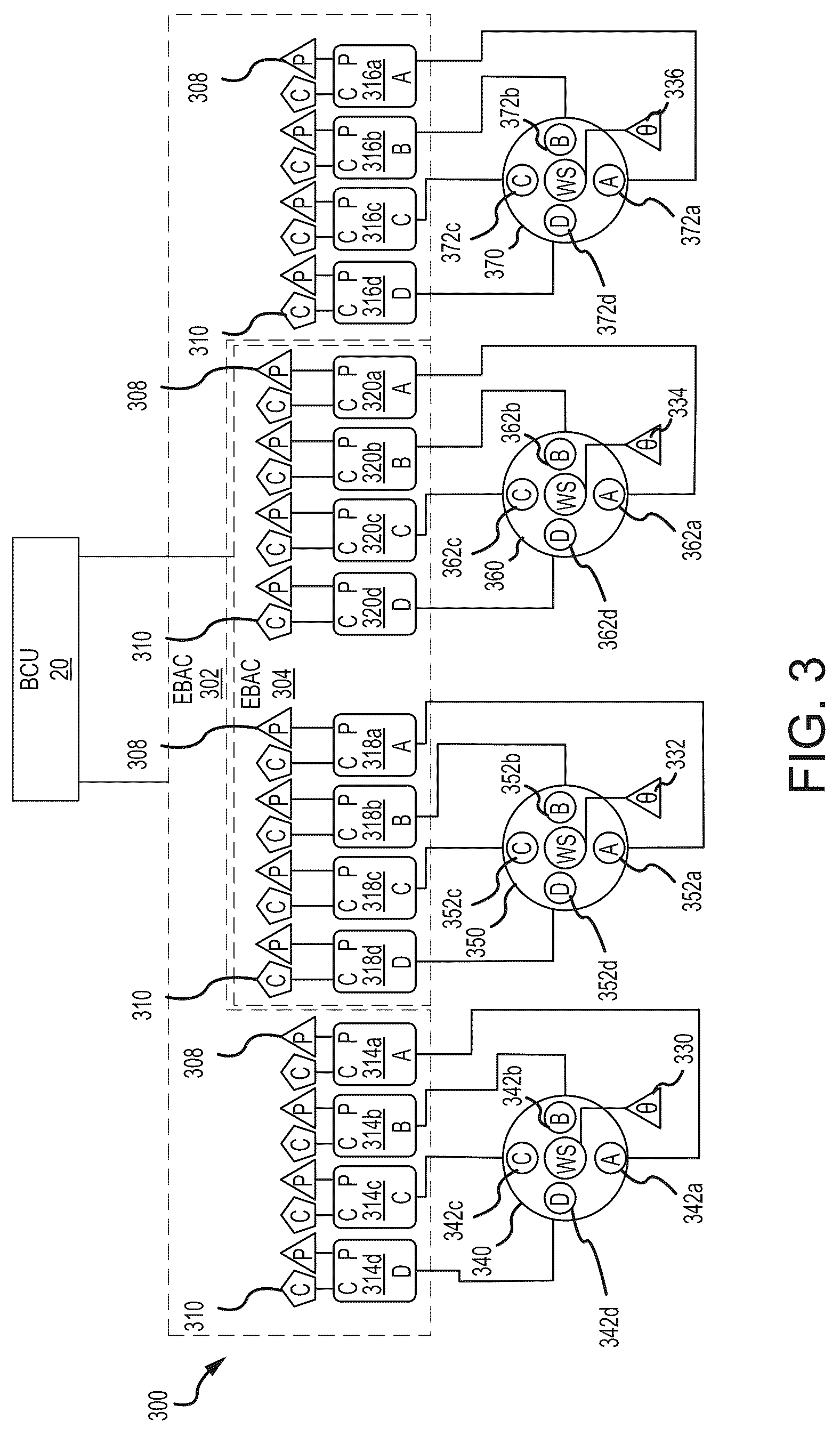 Patent US12617378 Figure 3 – Selective electromechanical brake actuator braking for power consumption reduction