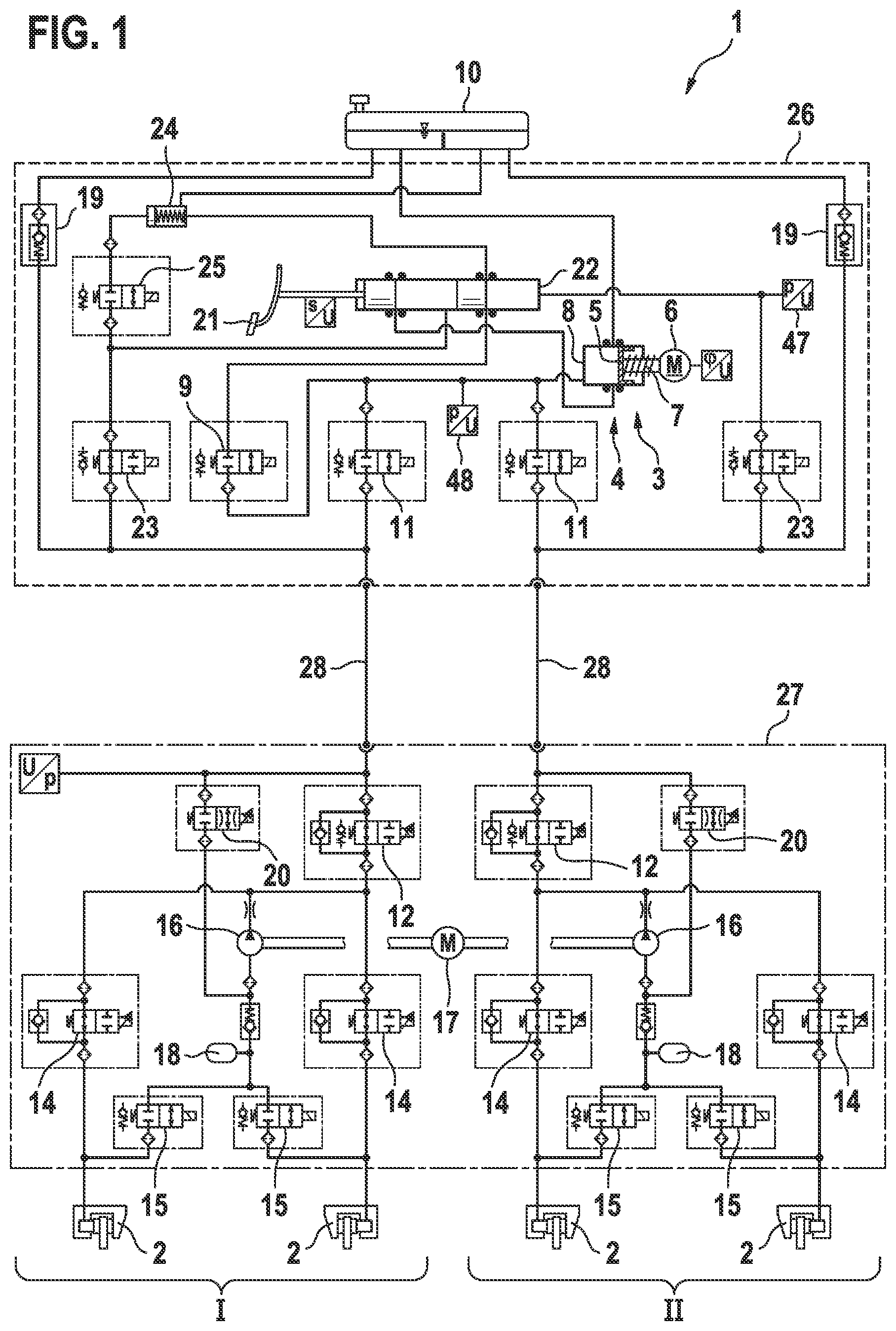 Patent US12617384 Figure 1 – Hydraulic block for a hydraulic servo power brake system
