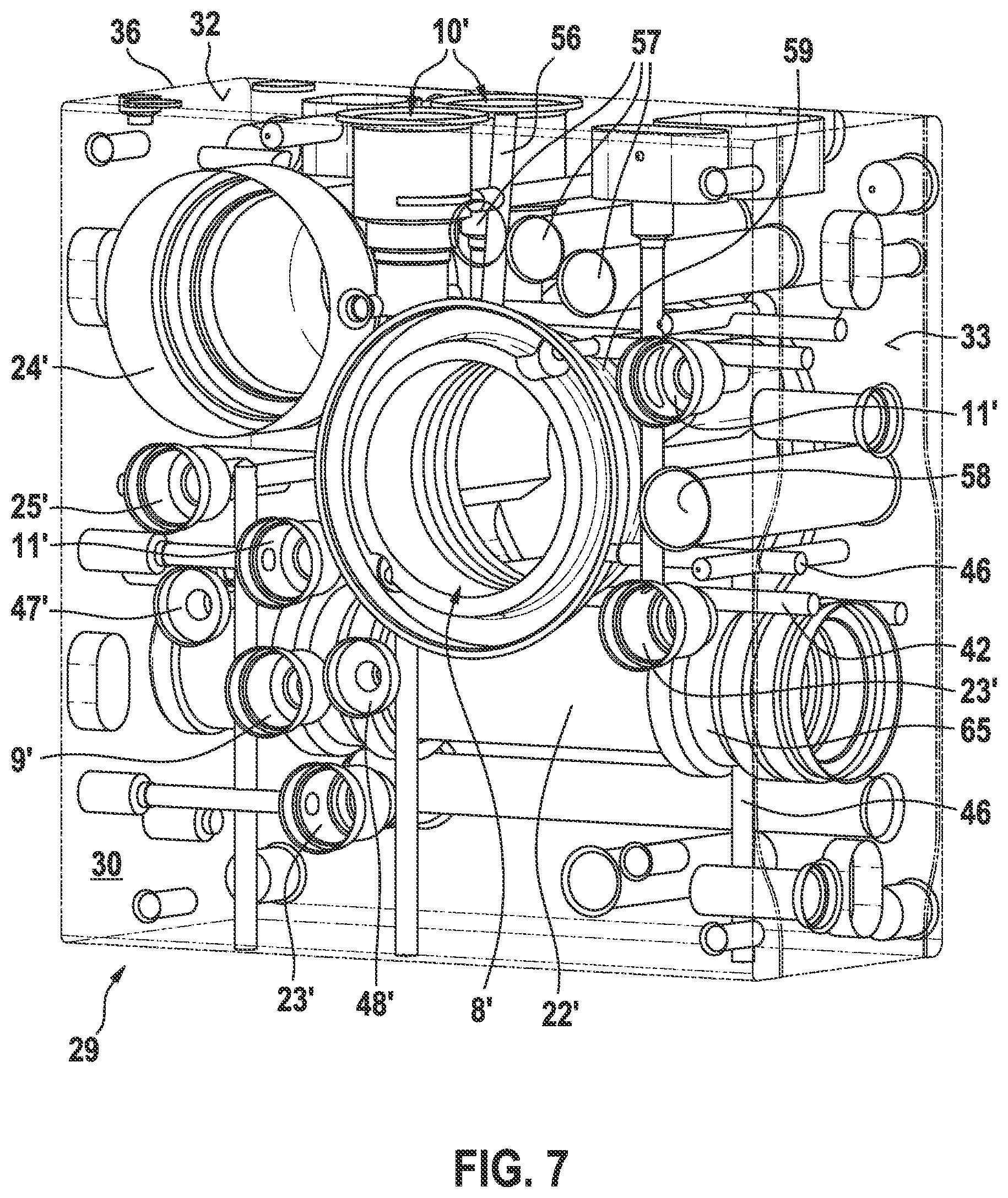 Patent US12617384 Figure 7 – Hydraulic block for a hydraulic servo power brake system
