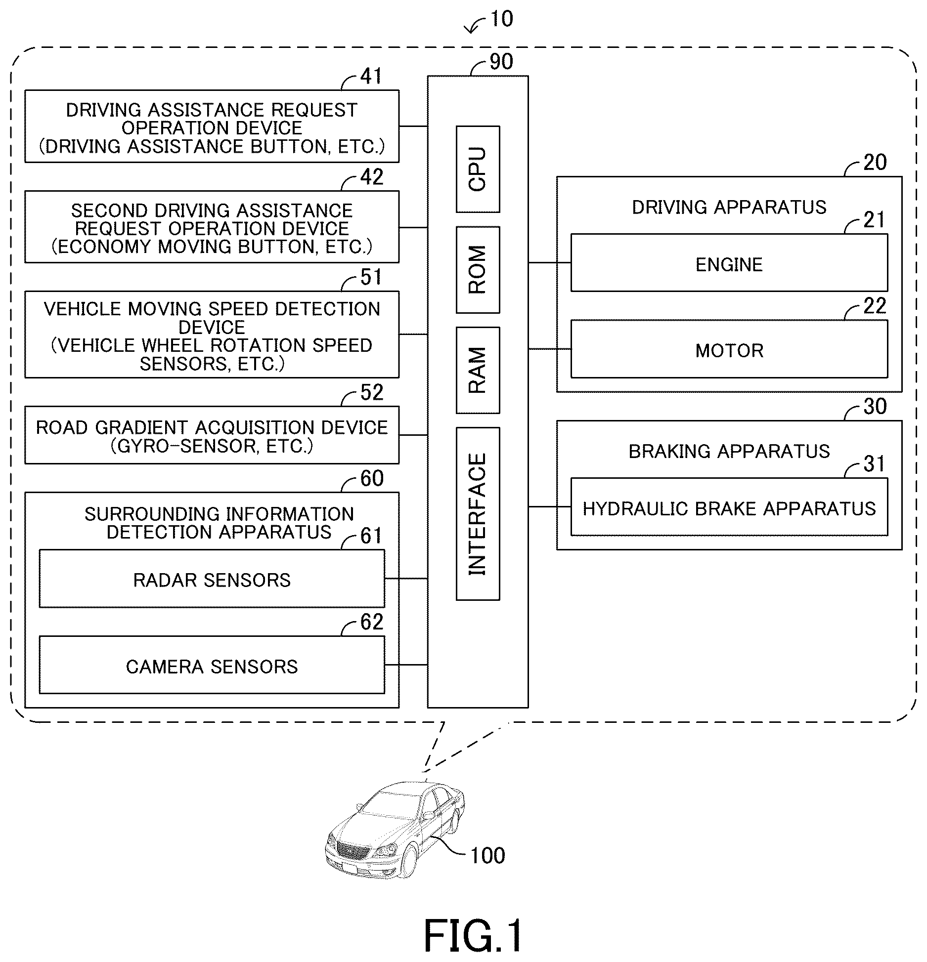 Patent US12617399 Figure 1 – Vehicle driving assistance apparatus, vehicle driving assistance method, and computer-readable storage medium storing vehicle driving assistance program