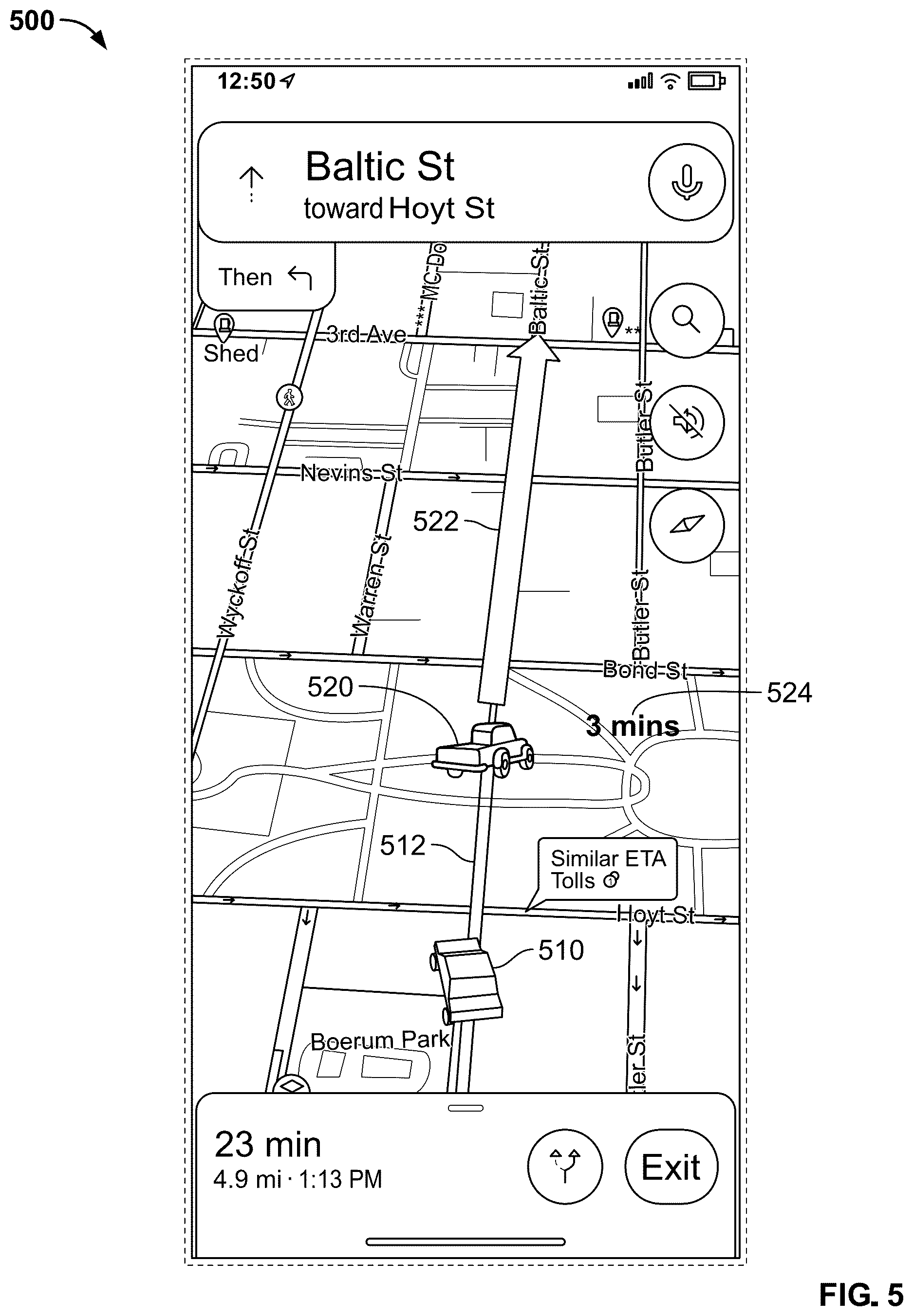 Patent US12617423 Figure 5 – System and method of driver assistance for predictive navigation