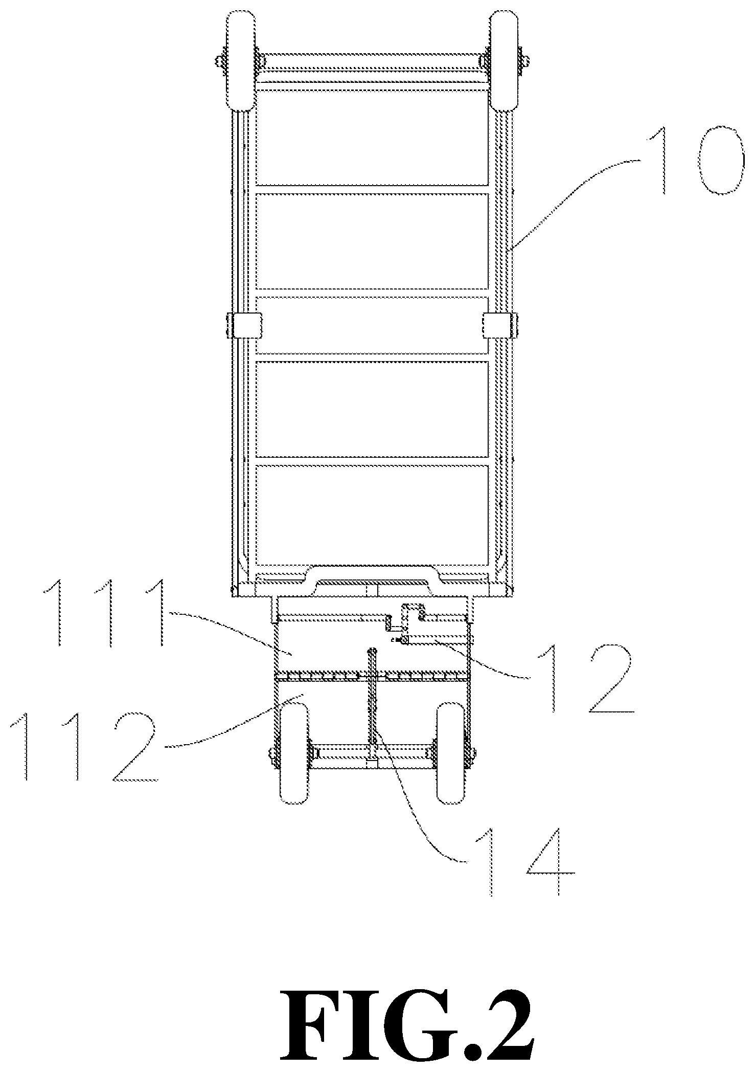 Patent US12617443 Figure 2 – Manned folding pedal of outdoor foldable electric trailer