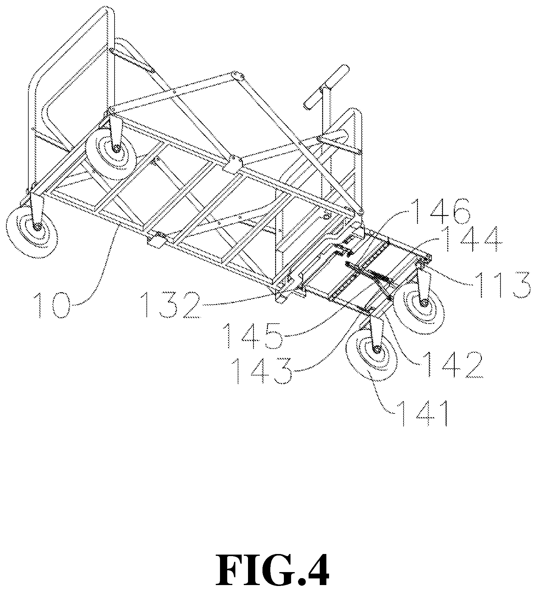Patent US12617443 Figure 4 – Manned folding pedal of outdoor foldable electric trailer
