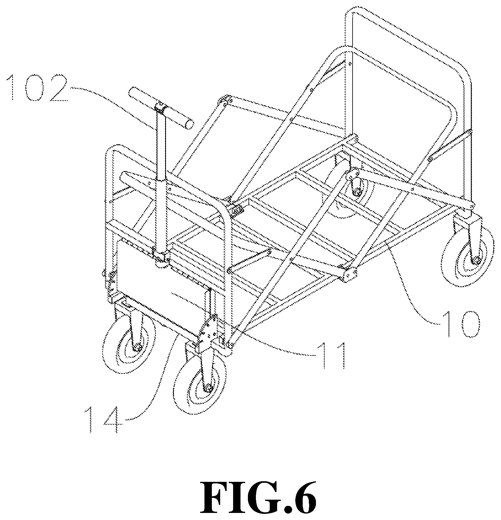 Patent US12617443 Figure 6 – Manned folding pedal of outdoor foldable electric trailer