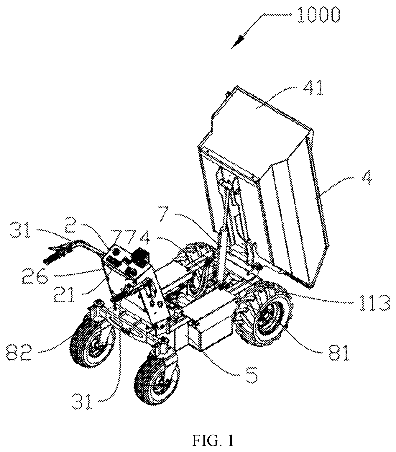 Patent US12617444 Figure 1 – Electric mini push cart