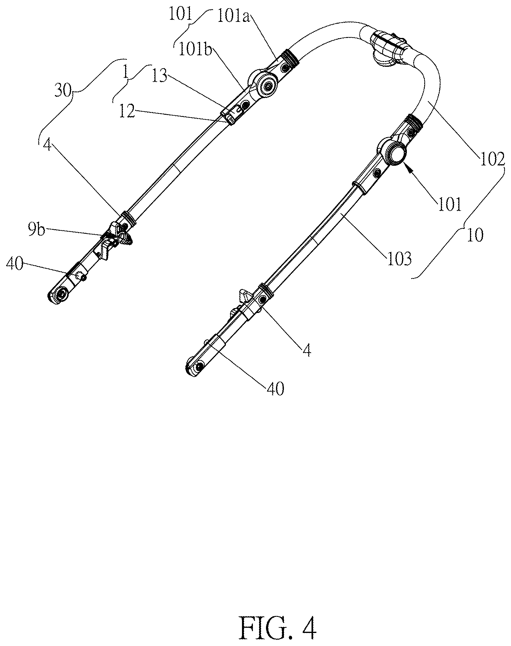 Patent US12617448 Figure 4 – Stroller and reversible mechanism thereof