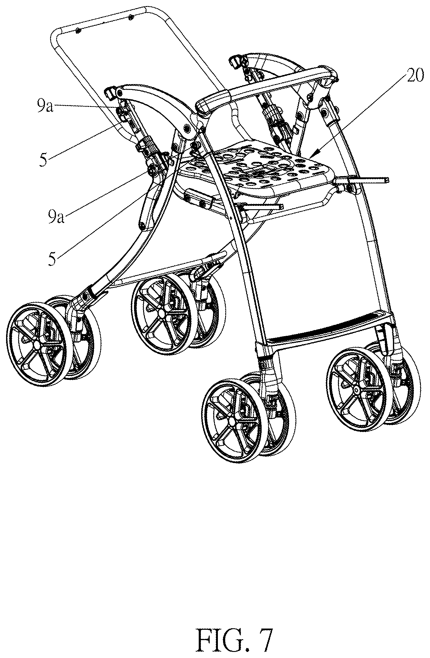Patent US12617448 Figure 7 – Stroller and reversible mechanism thereof