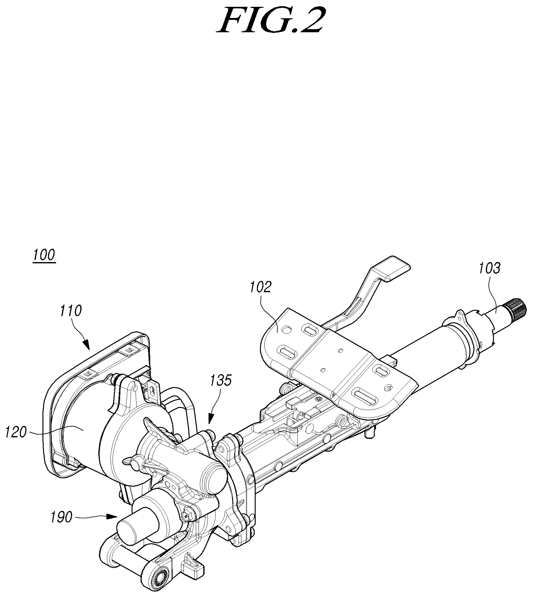 Patent US12617453 Figure 2 – Steer by wire type steering apparatus
