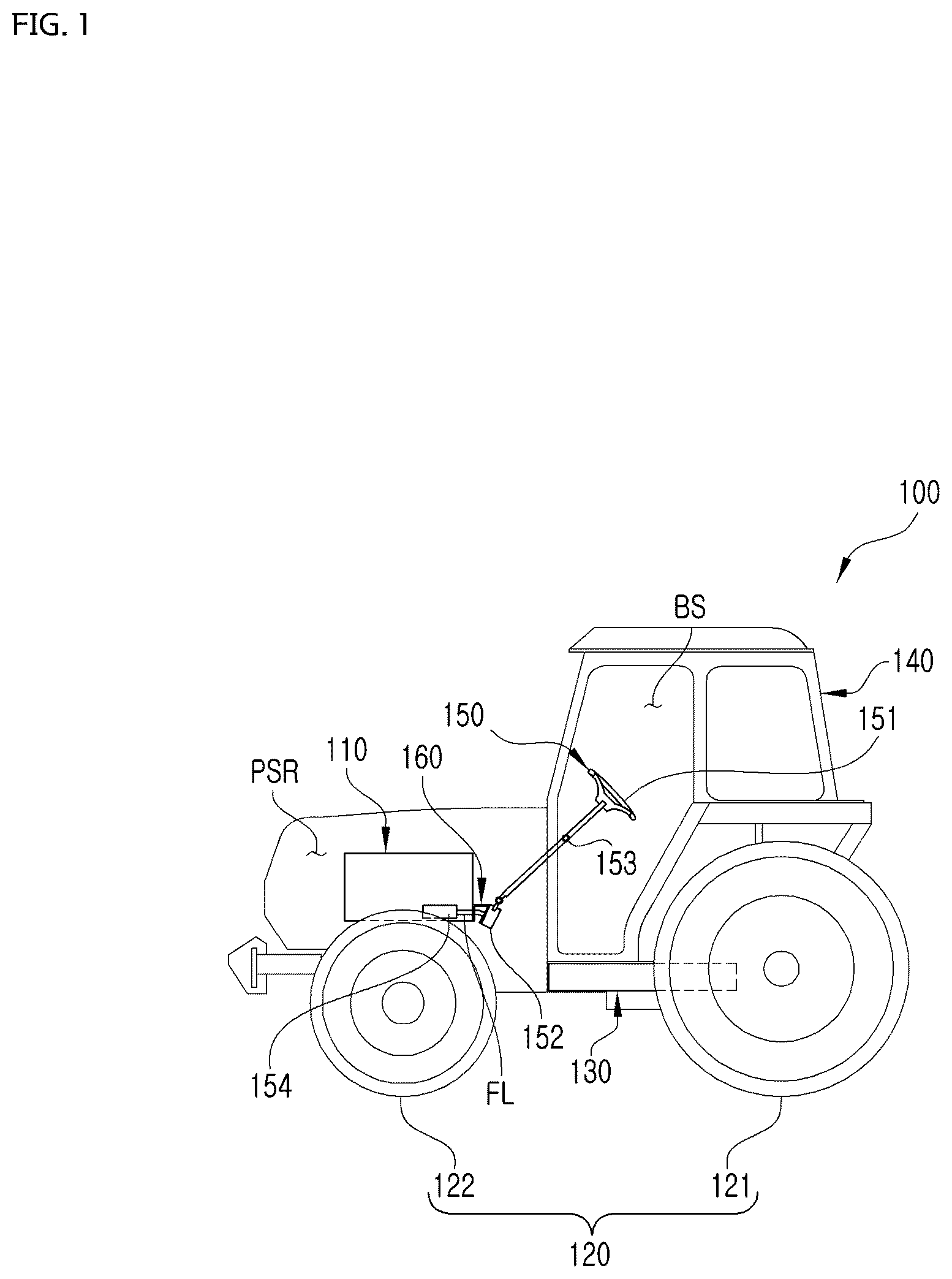 Patent US12617454 Figure 1 – Agricultural tractor