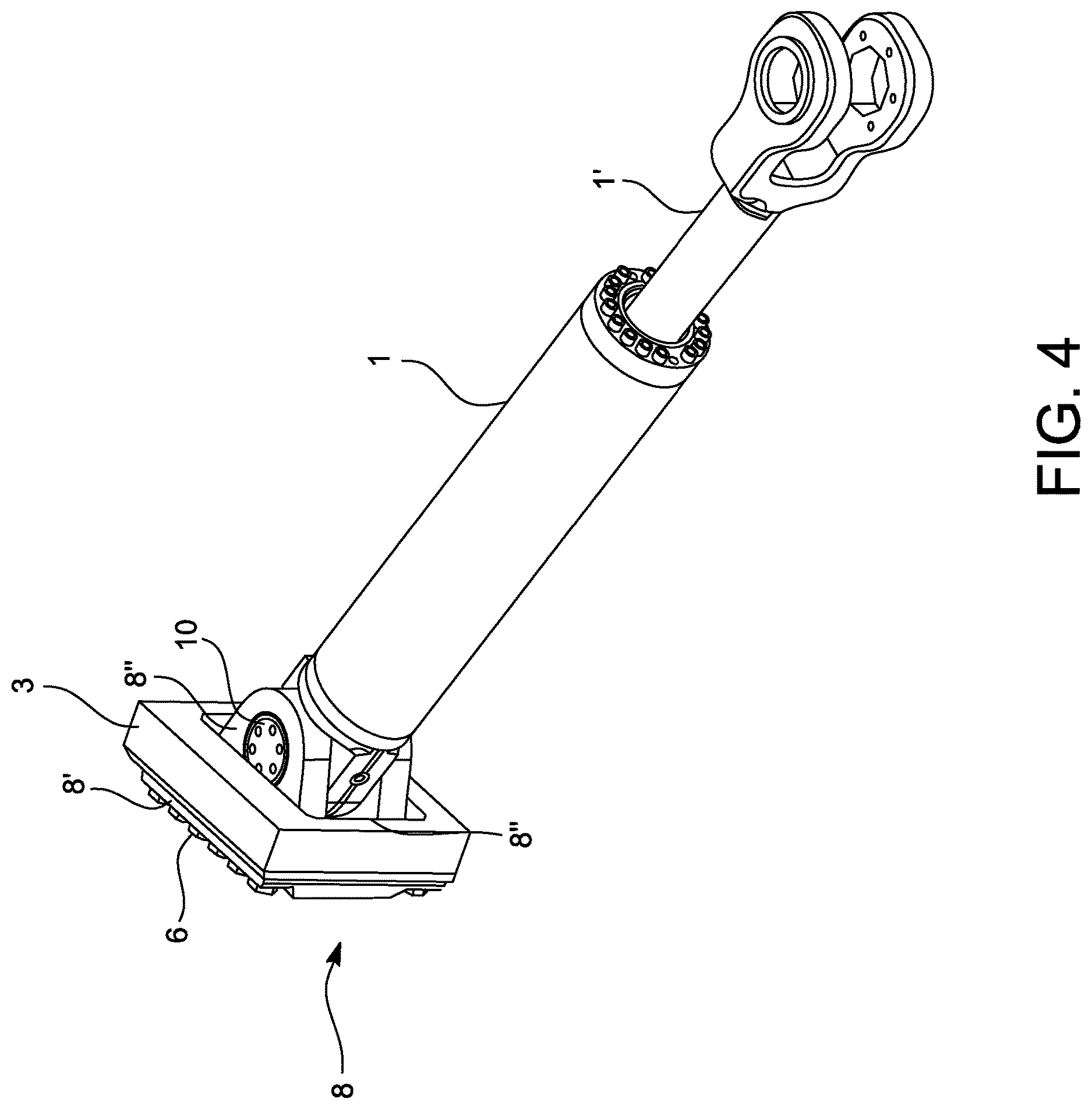 Patent US12617463 Figure 4 – Hydraulic cylinder mounting arrangement