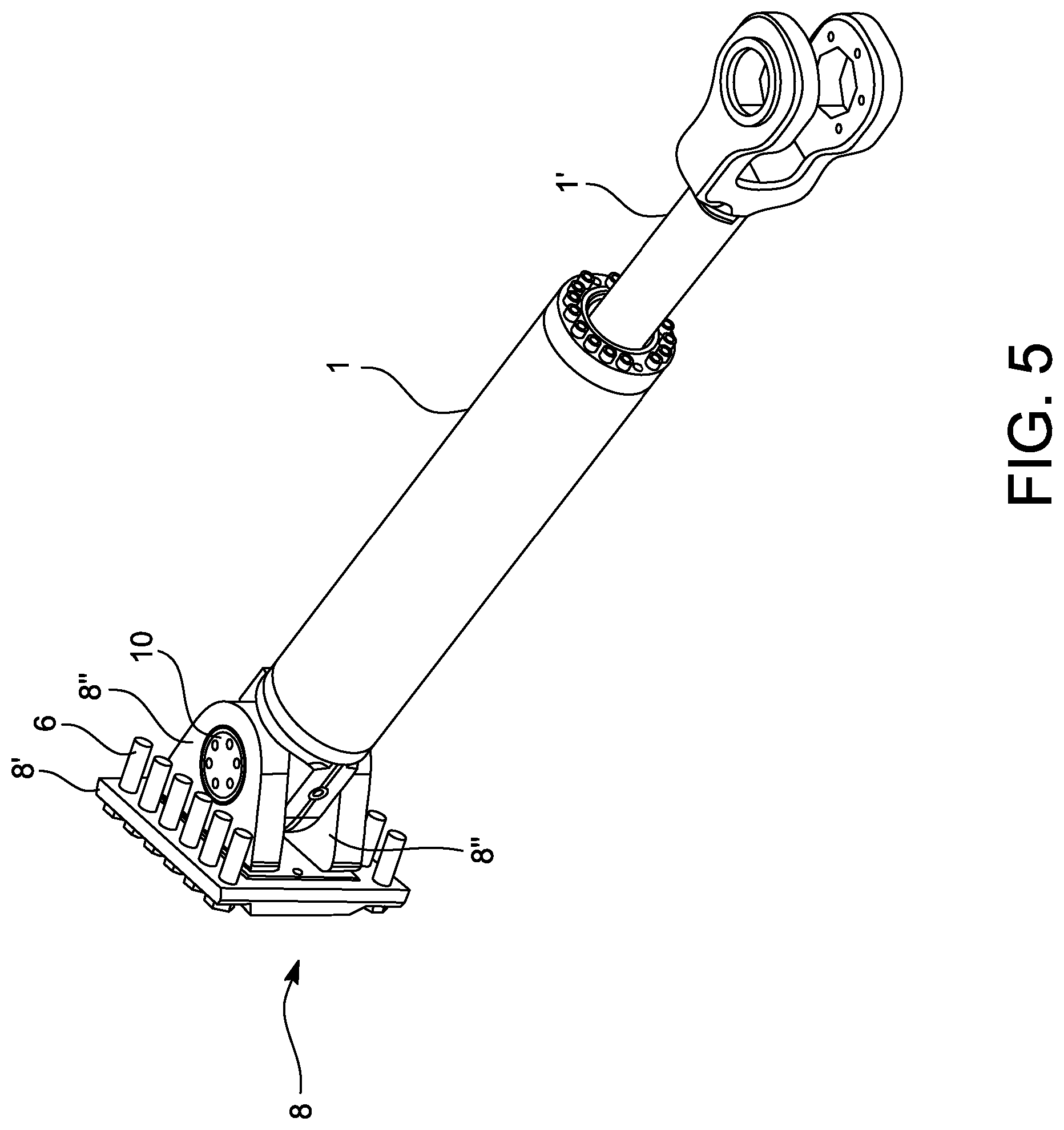 Patent US12617463 Figure 5 – Hydraulic cylinder mounting arrangement