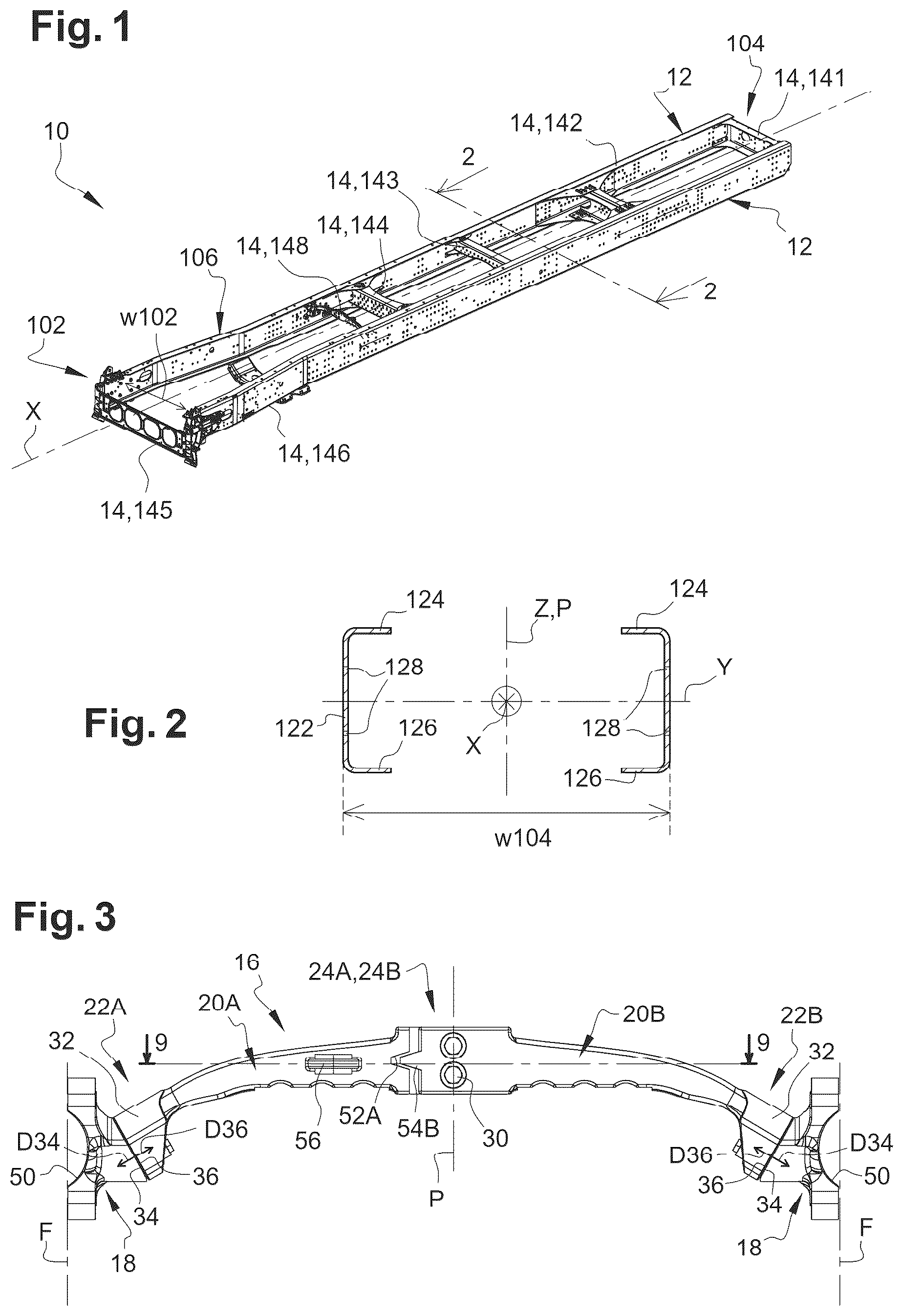 Patent US12617467 Figure 1 – Transverse cross-member assembly and mounting methods for a vehicle chassis