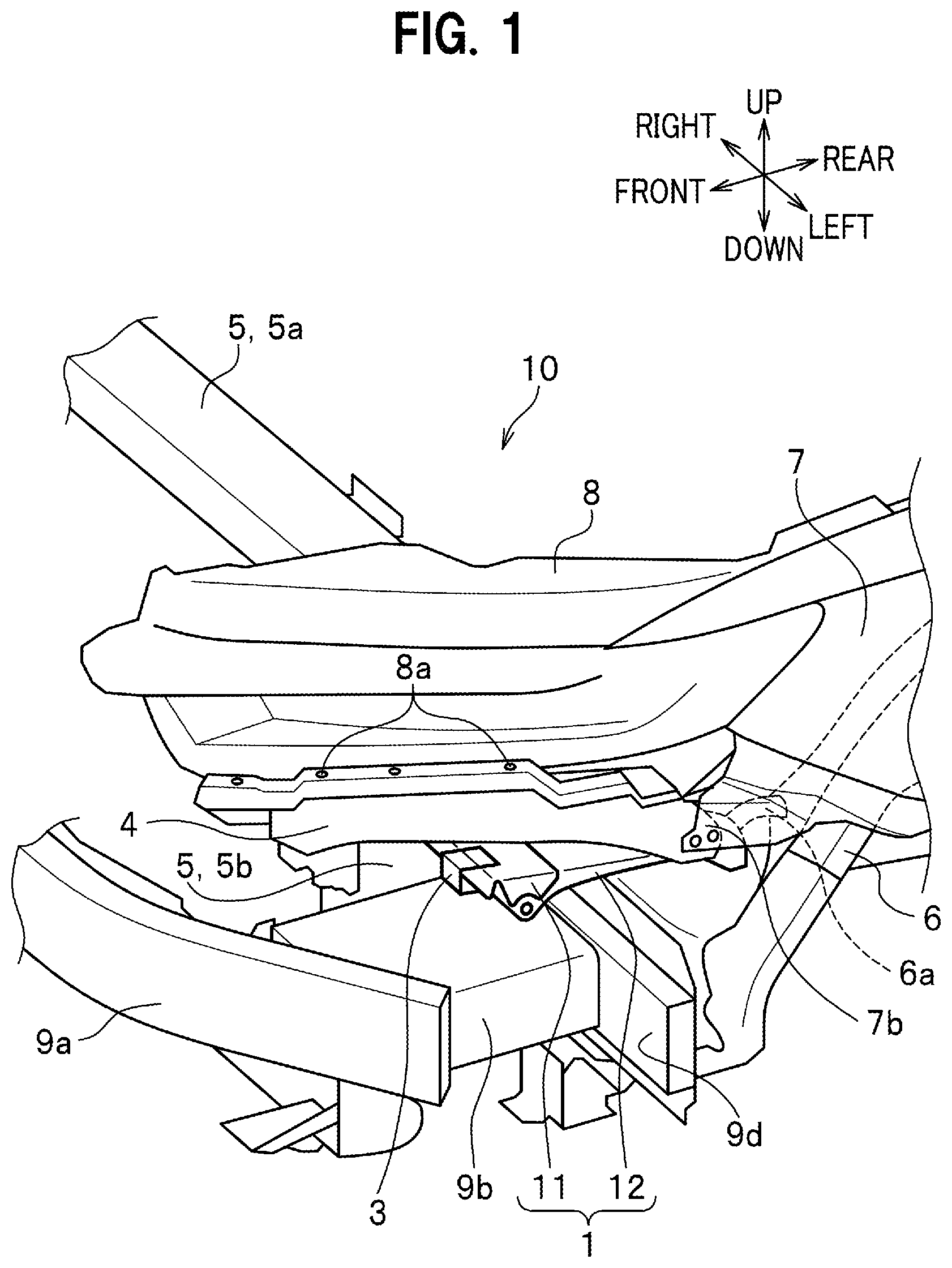 Patent US12617468 Figure 1 – Vehicle front structure