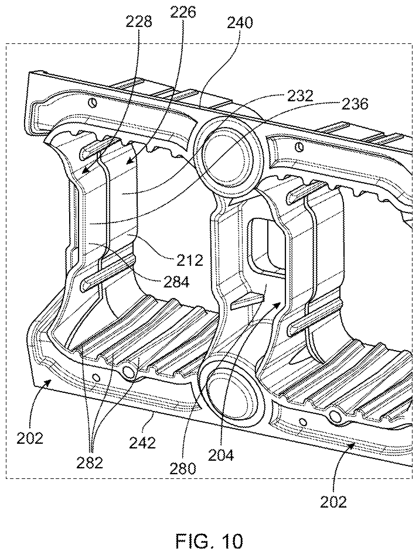 Patent US12617469 Figure 10 – Reinforcement assembly for a side sill of a vehicle