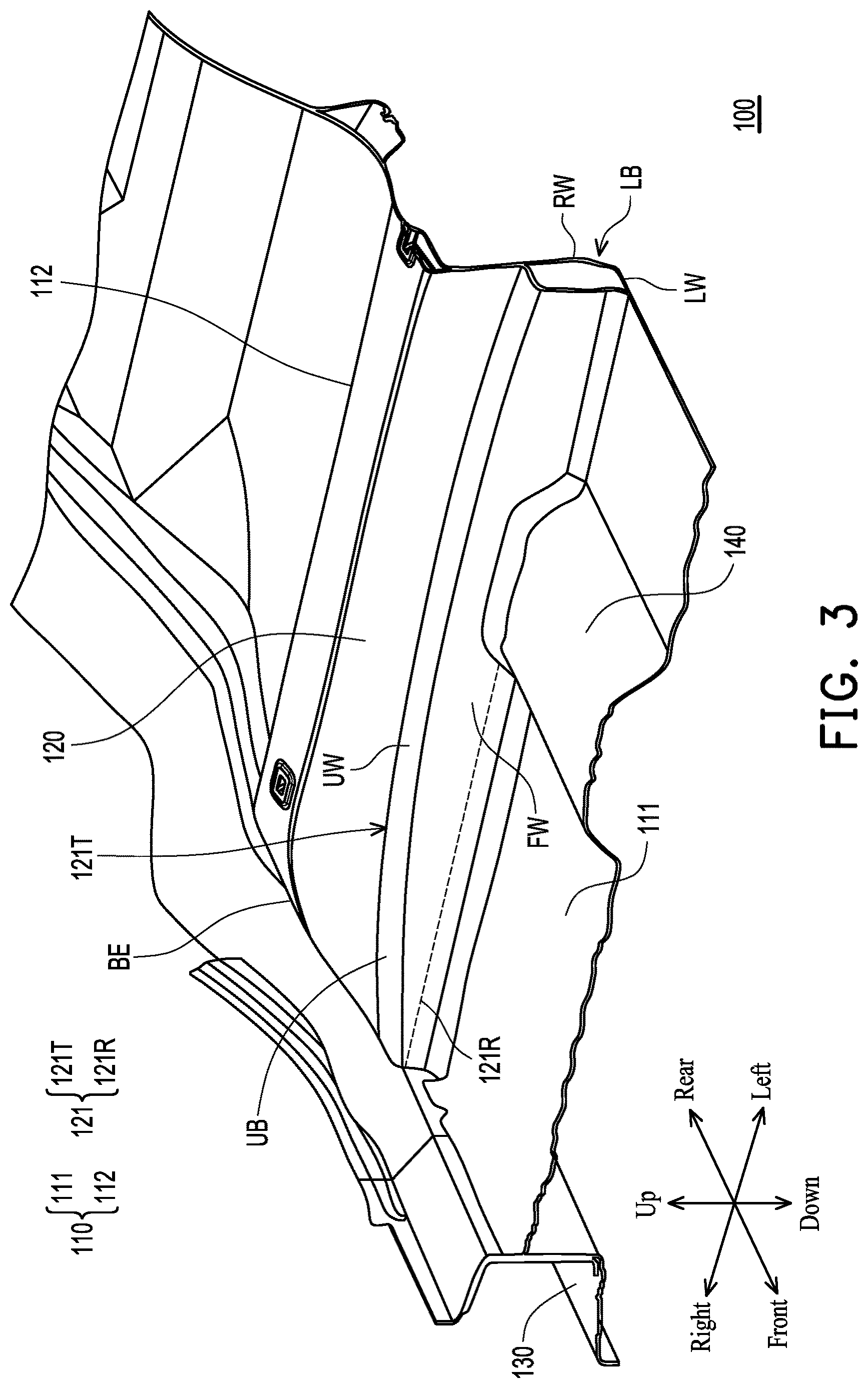 Patent US12617473 Figure 3 – Vehicle body floor structure