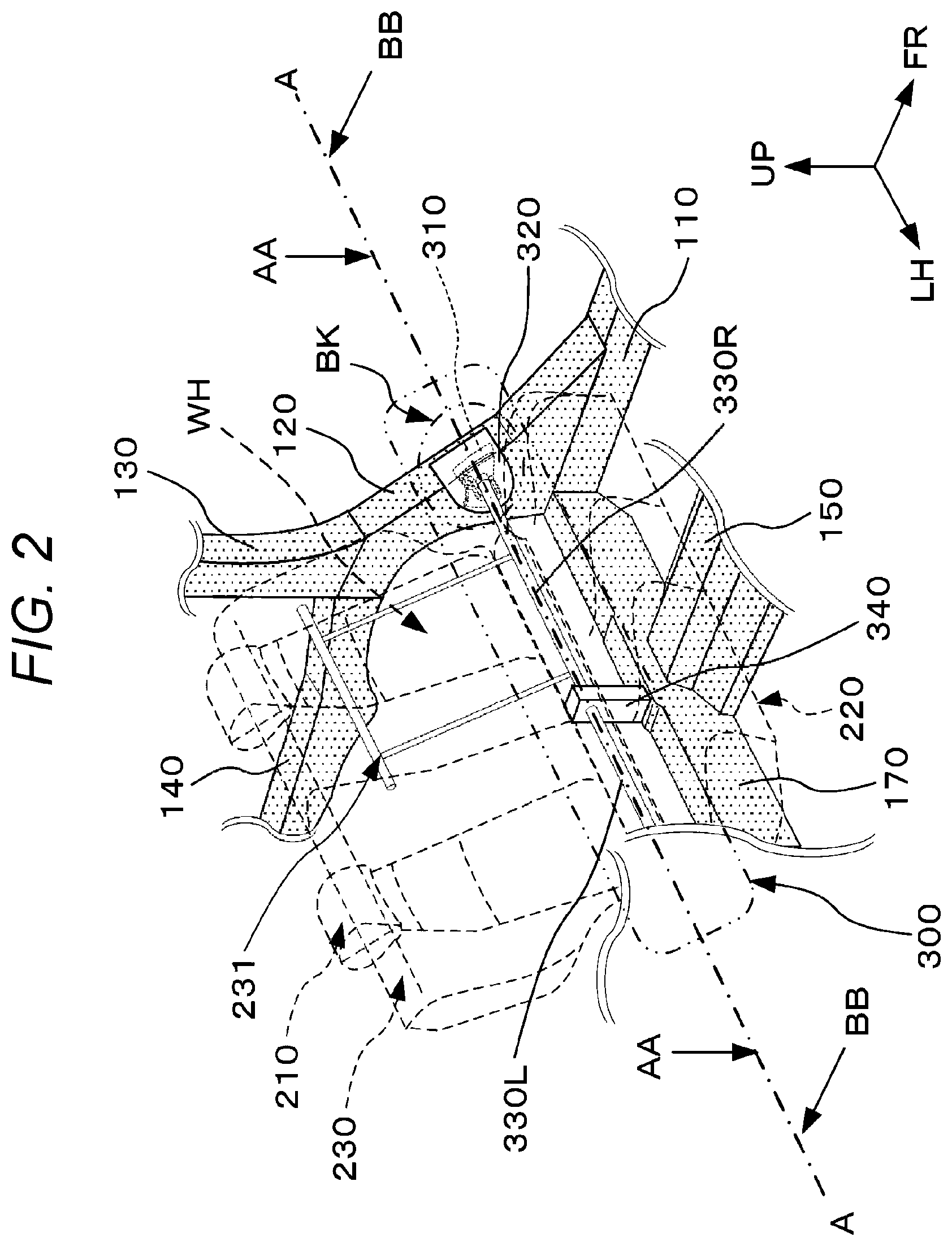 Patent US12617474 Figure 2 – Vehicle-body rear structure