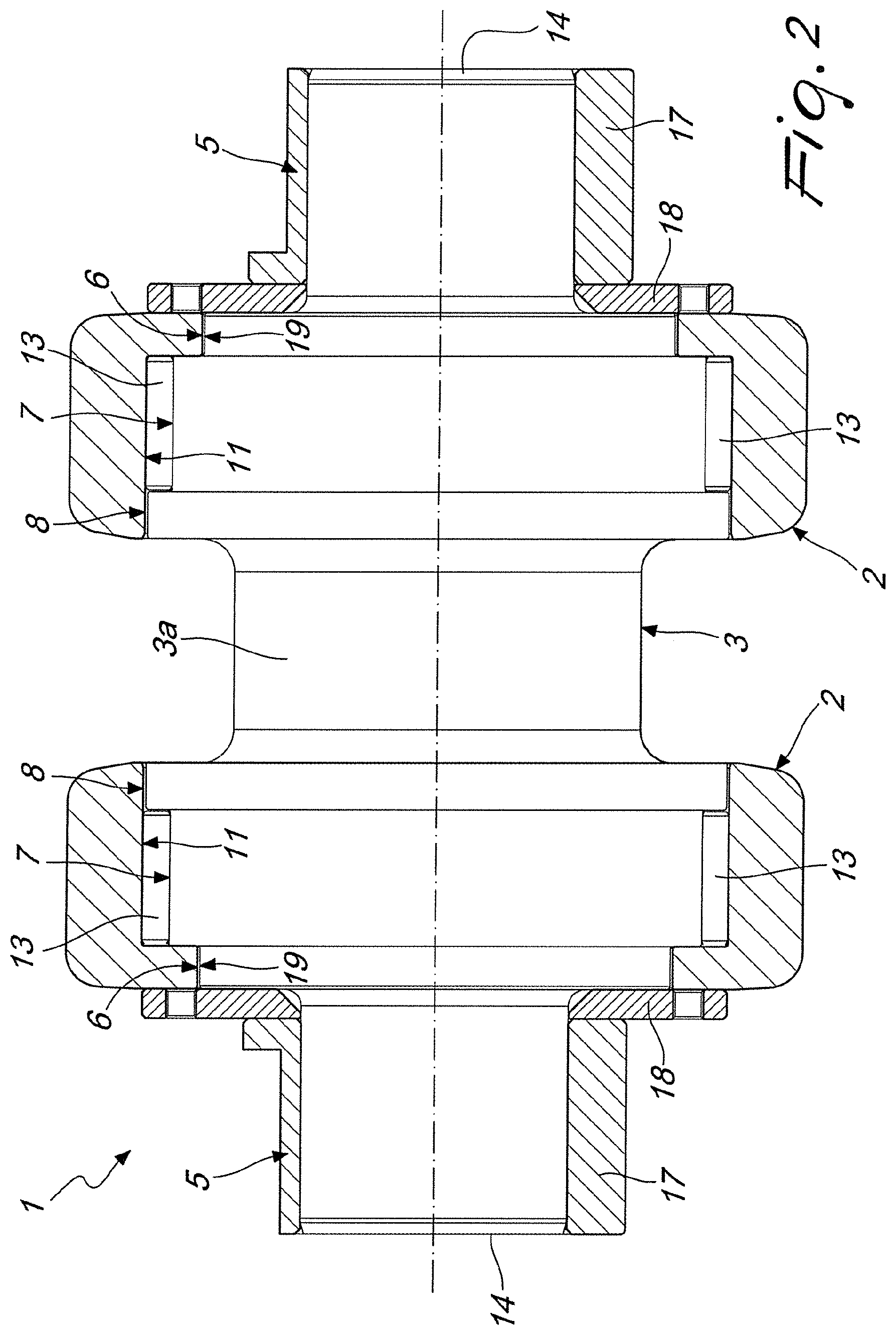 Patent US12617481 Figure 2 – Support roller for vehicle tracks