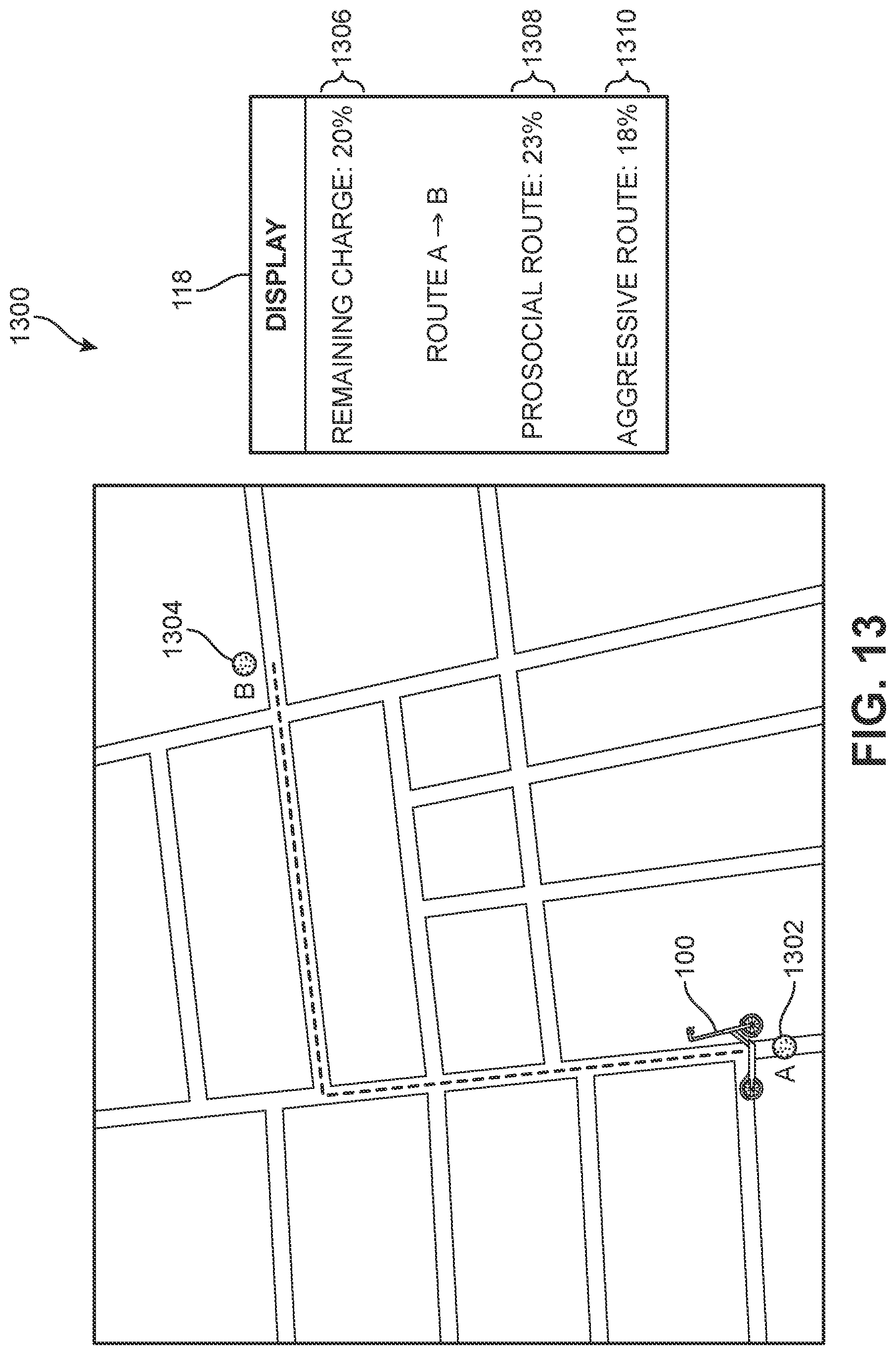 Patent US12617487 Figure 13 – Route guidance for personal transport device based on prosocial behavior costs