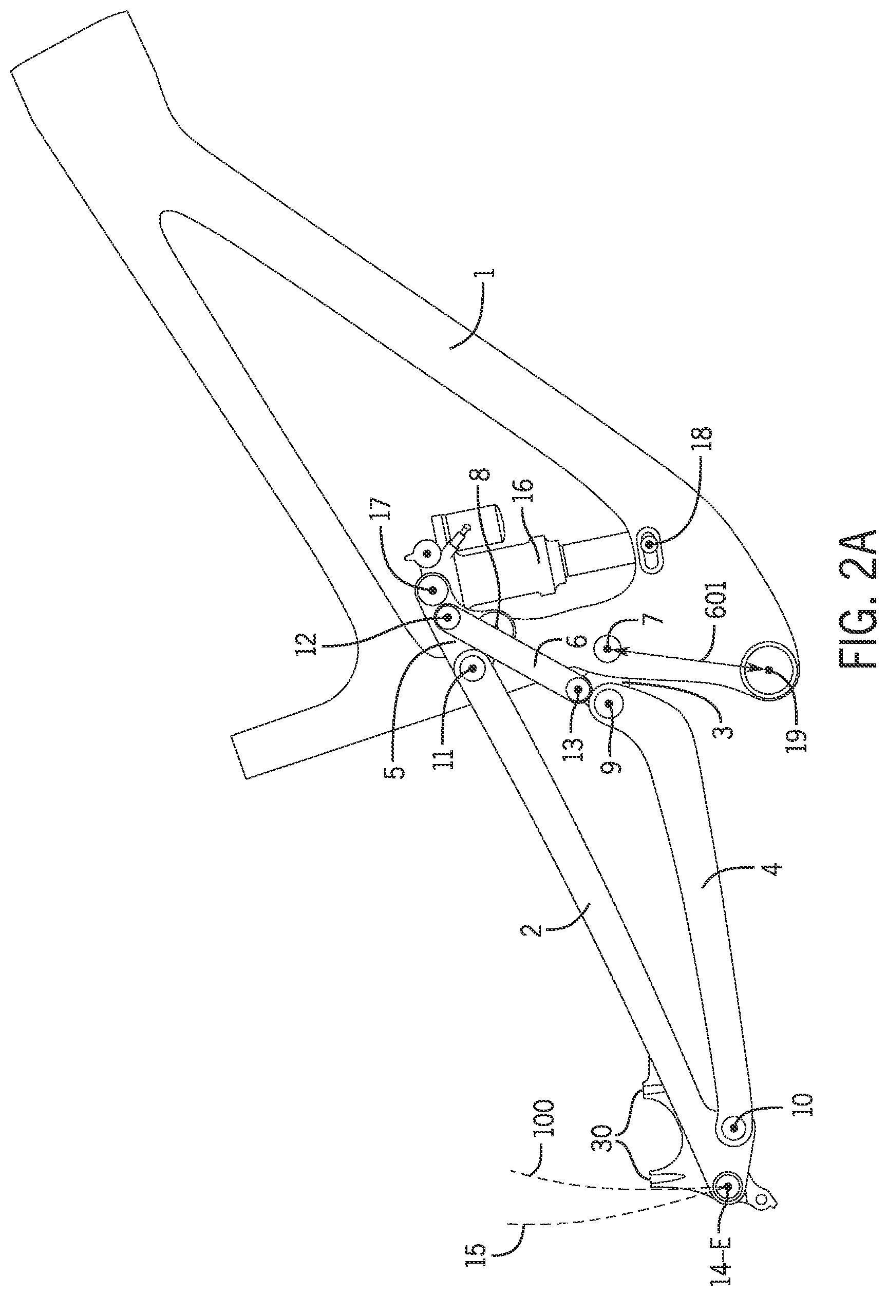 Patent US12617488 Figure 4 – Two-wheeled vehicle with configurable idler