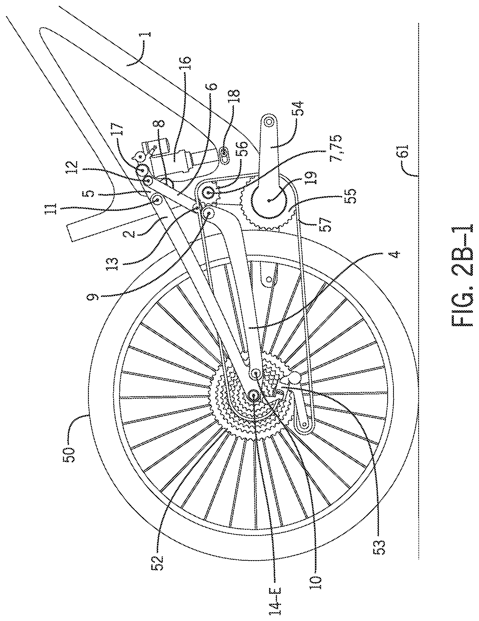 Patent US12617488 Figure 6 – Two-wheeled vehicle with configurable idler
