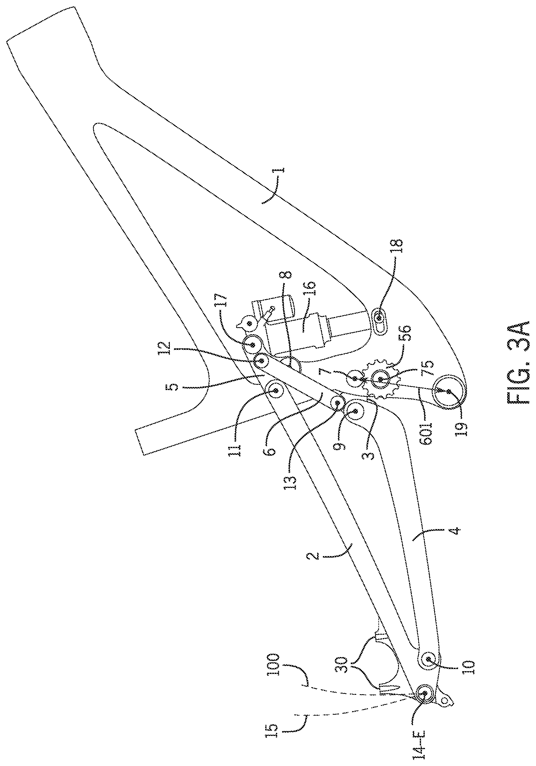 Patent US12617488 Figure 14 – Two-wheeled vehicle with configurable idler
