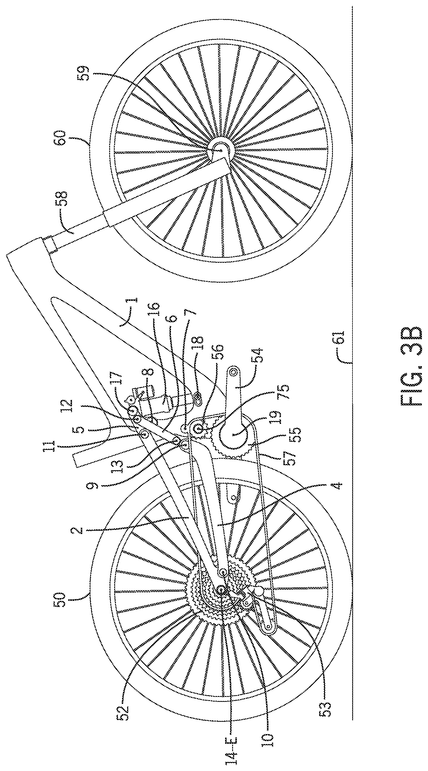 Patent US12617488 Figure 15 – Two-wheeled vehicle with configurable idler