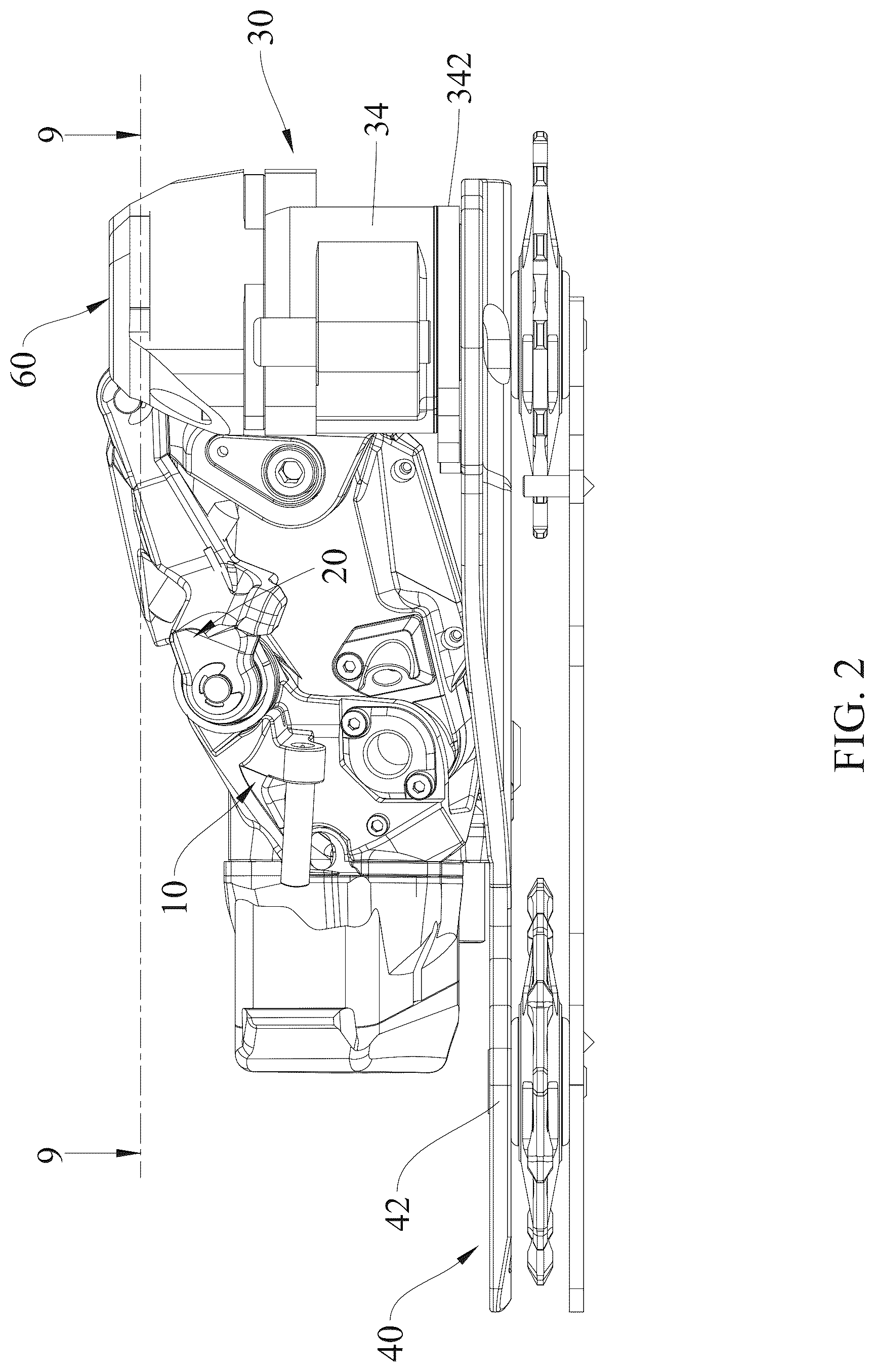 Patent US12617493 Figure 2 – Rear derailleur with damping function