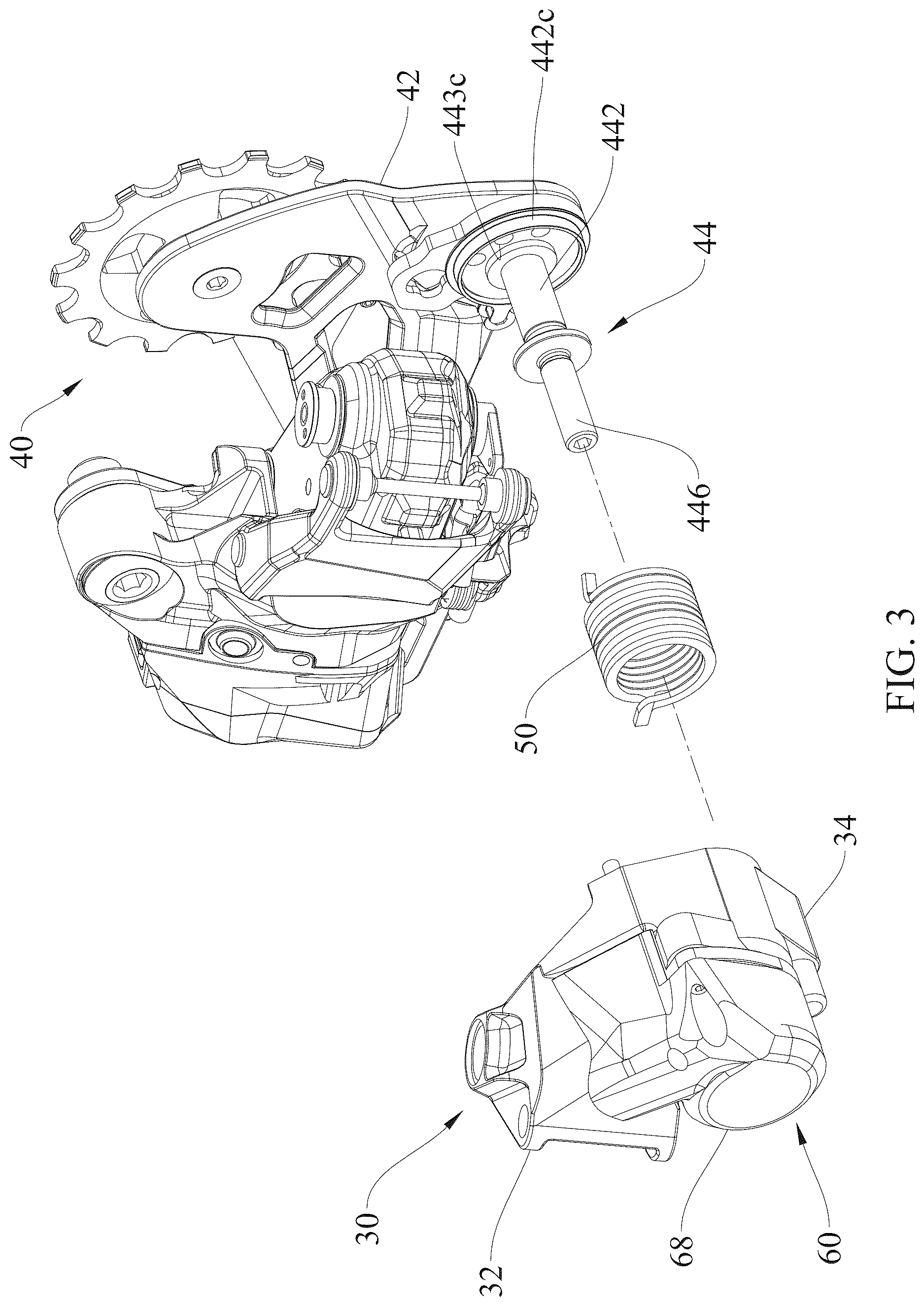 Patent US12617493 Figure 3 – Rear derailleur with damping function