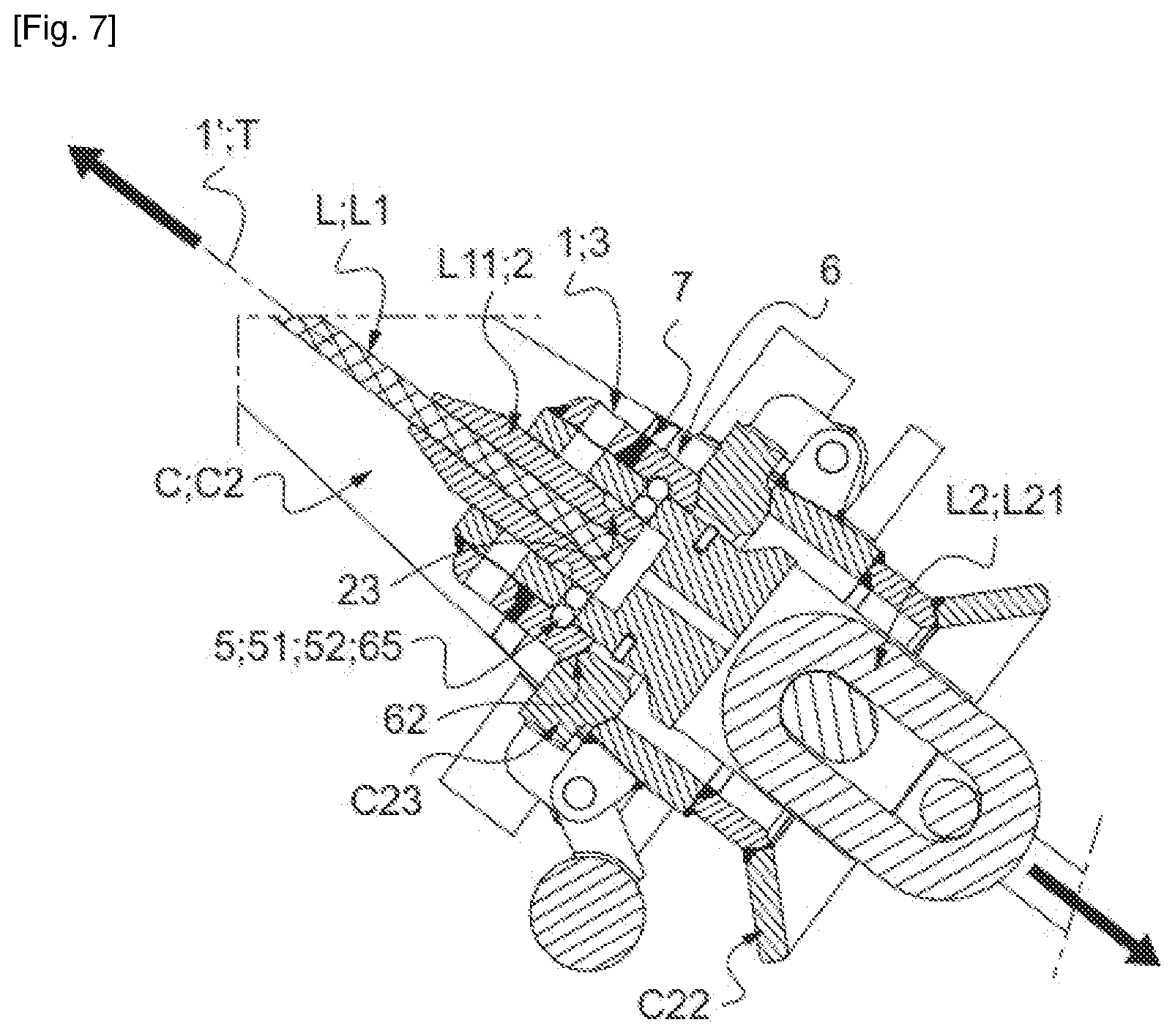 Patent US12617496 Figure 7 – Mechanical connection device, designed for the removable mechanical connection of the free ends of two offshore lines
