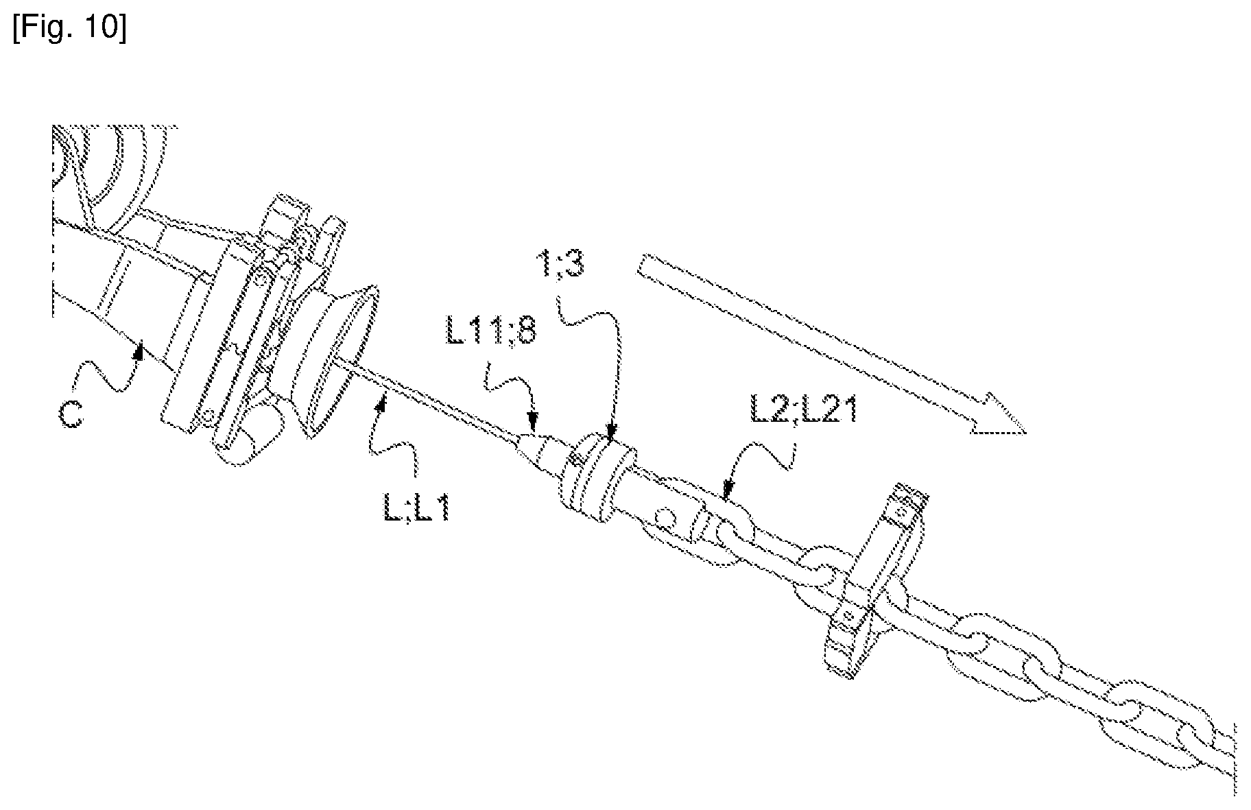Patent US12617496 Figure 10 – Mechanical connection device, designed for the removable mechanical connection of the free ends of two offshore lines