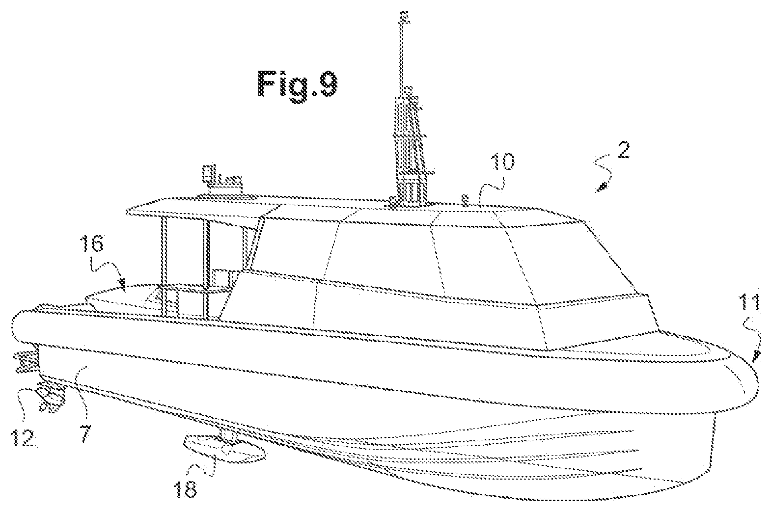 Patent US12617497 Figure 9 – Ship comprising a system for adapting a removable module and adapted removable module