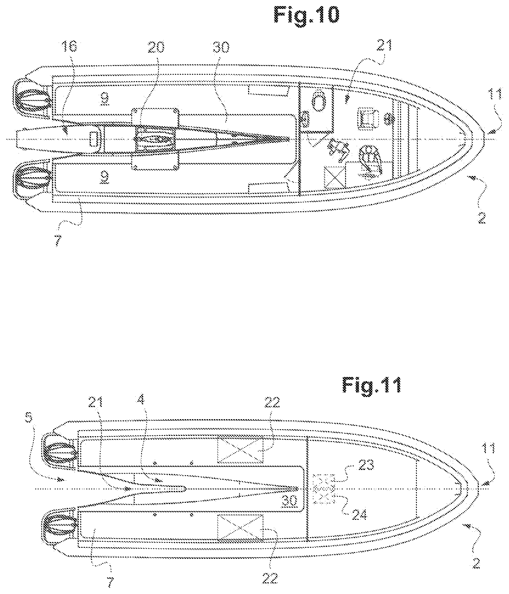 Patent US12617497 Figure 10 – Ship comprising a system for adapting a removable module and adapted removable module