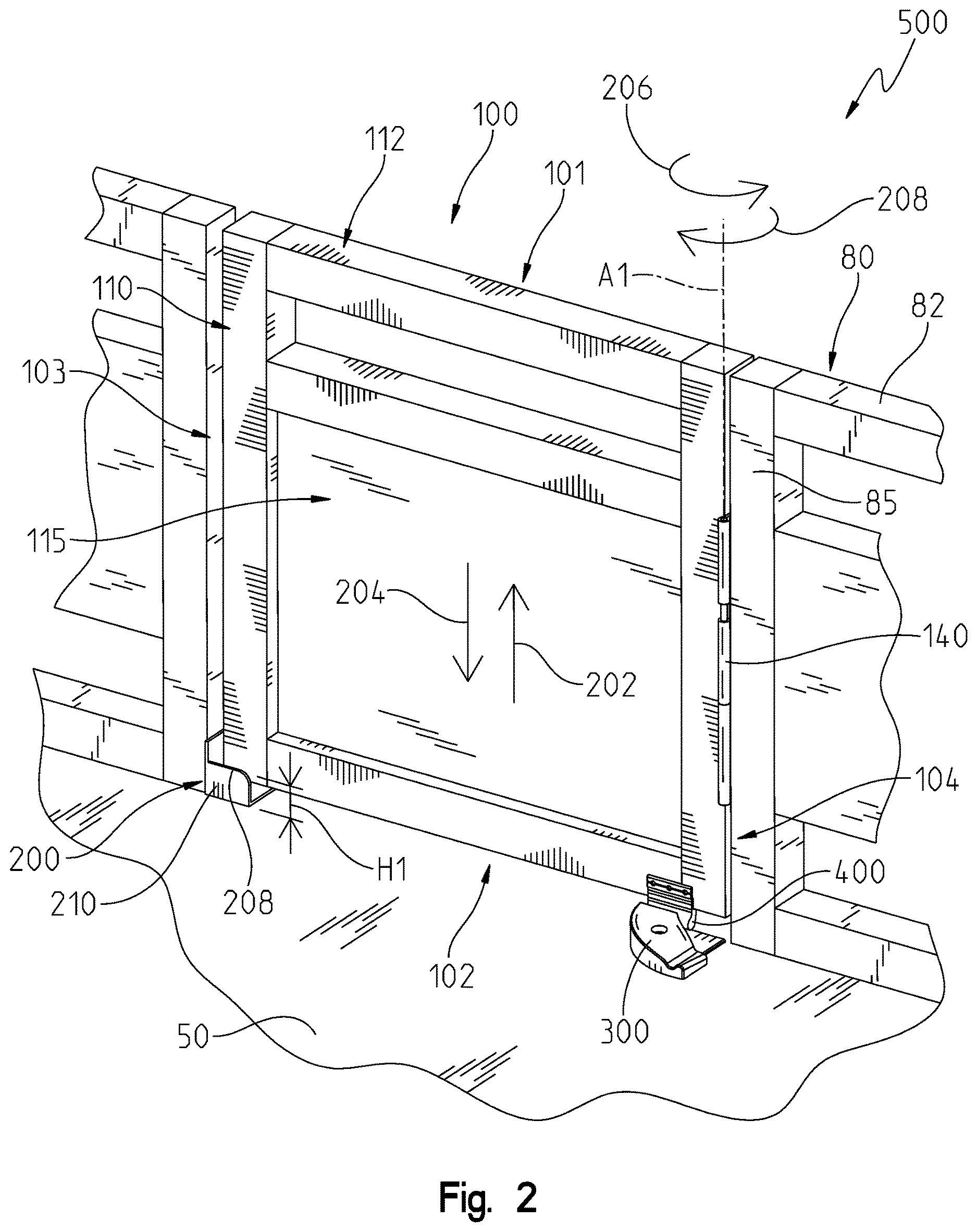 Patent US12617499 Figure 2 – Gate system for a pontoon boat