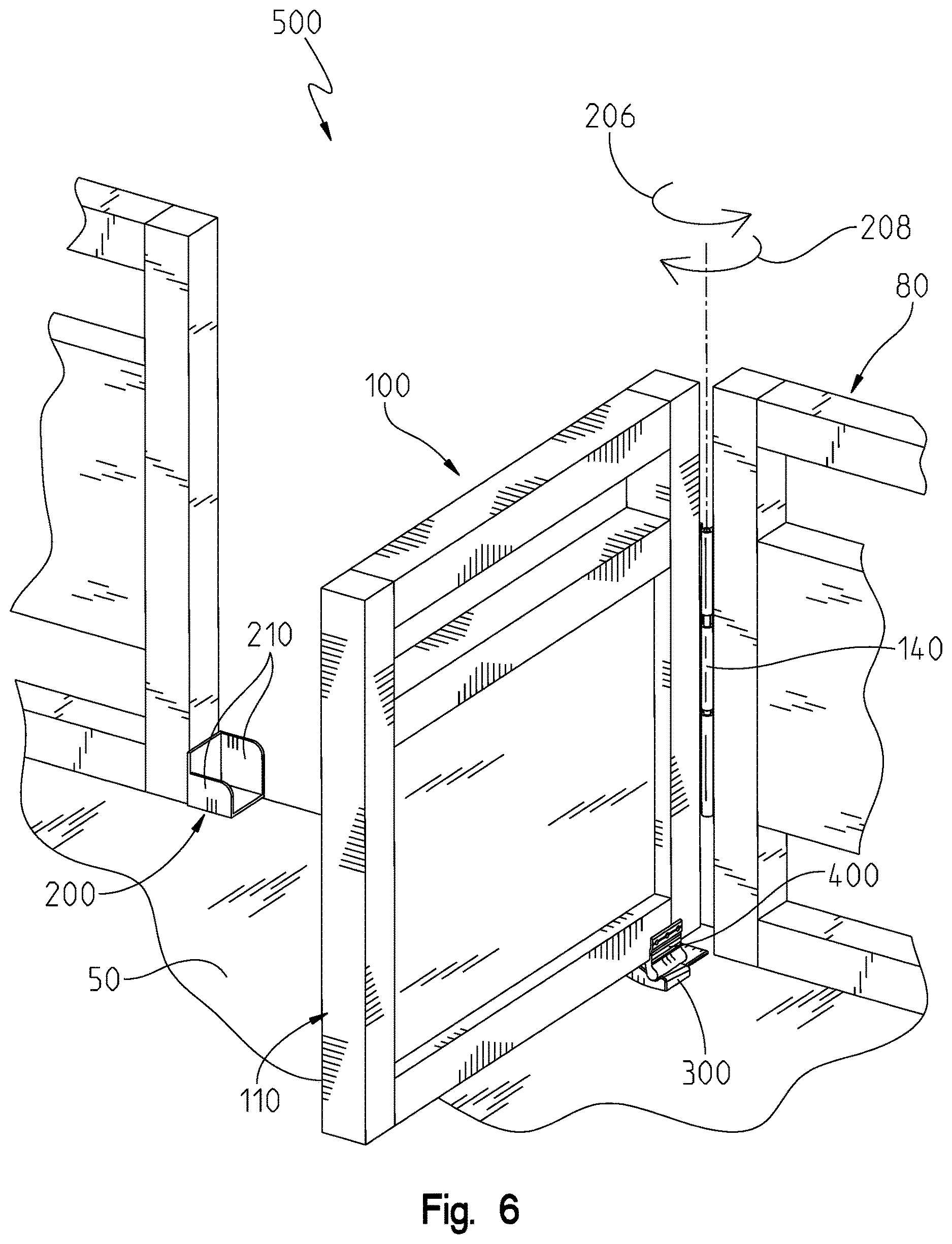 Patent US12617499 Figure 6 – Gate system for a pontoon boat