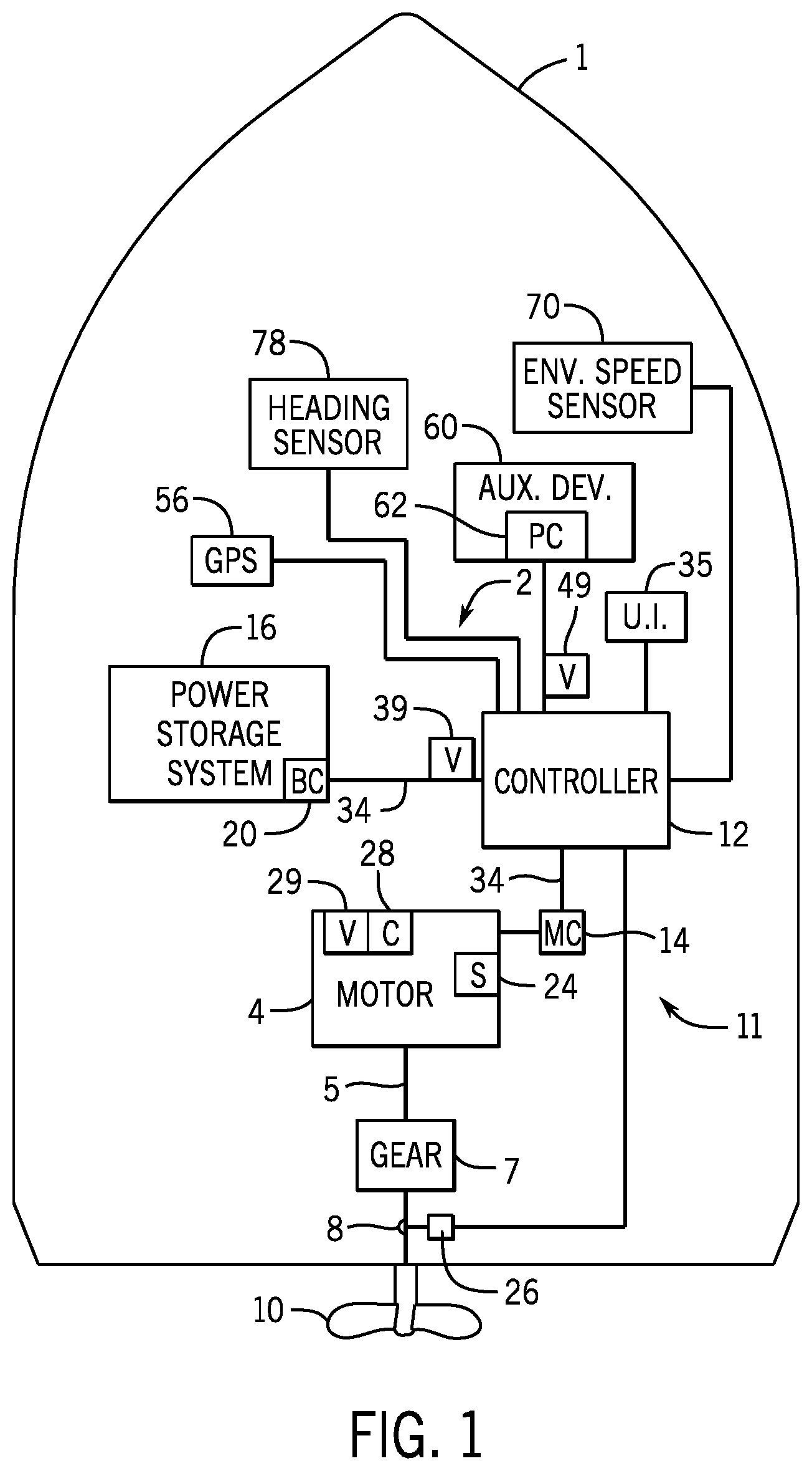 Patent US12617503 Figure 1 – Method and system for monitoring wind and current around a marine vessel