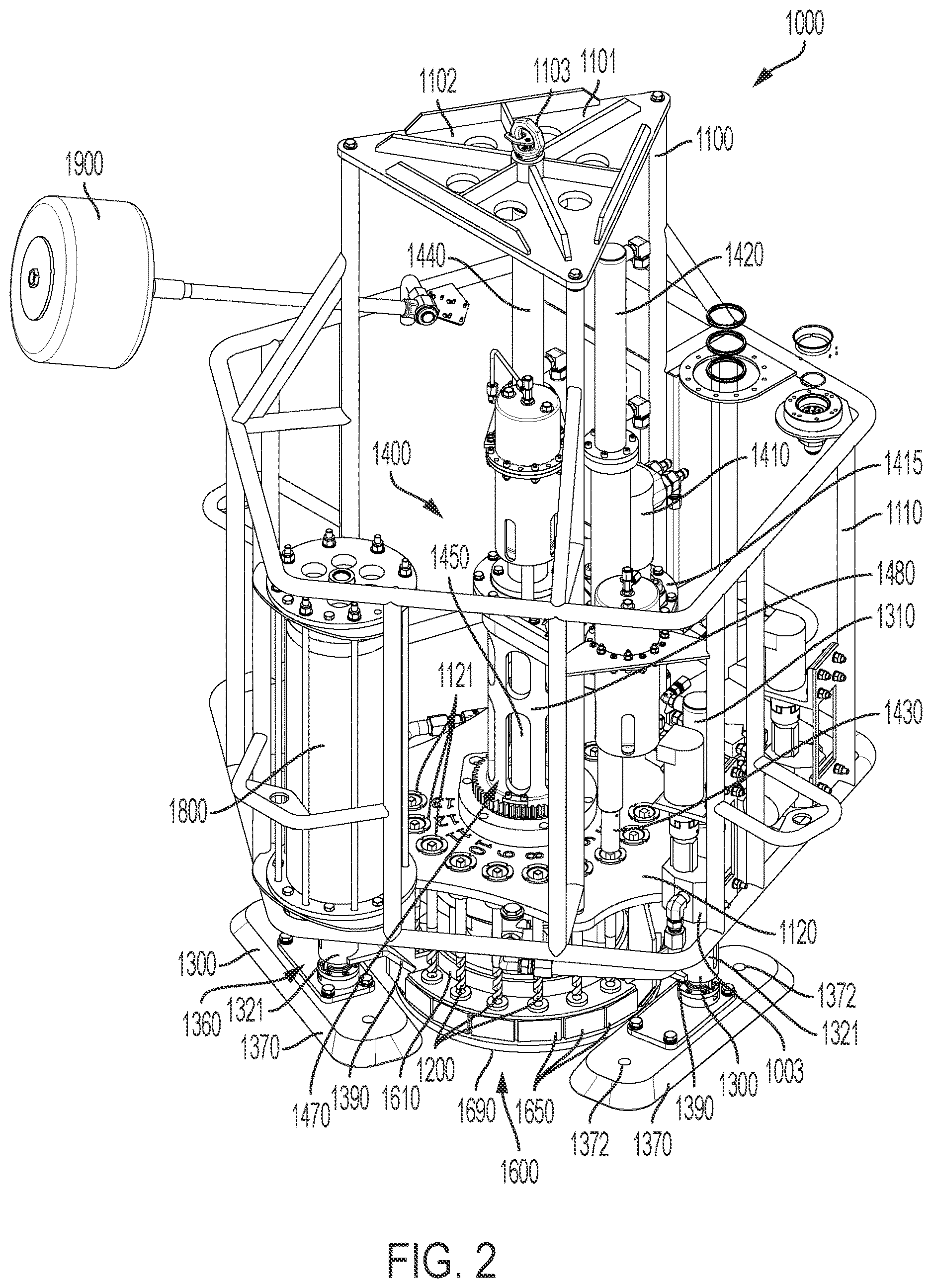Patent US12617508 Figure 2 – Frame for an underwater drilling assembly
