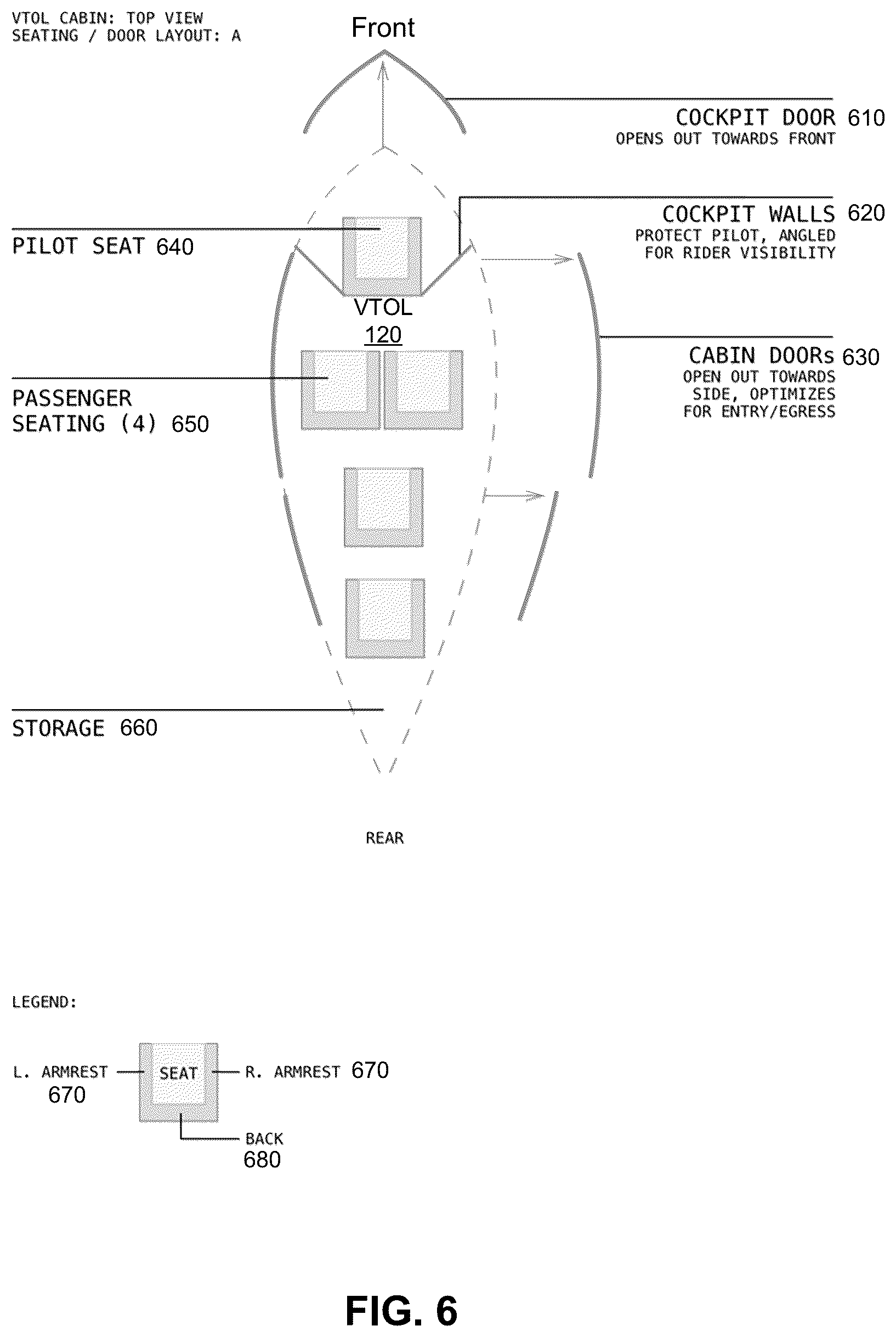 Patent US12617523 Figure 6 – Safe vertical take-off and landing aircraft payload distribution and adjustment