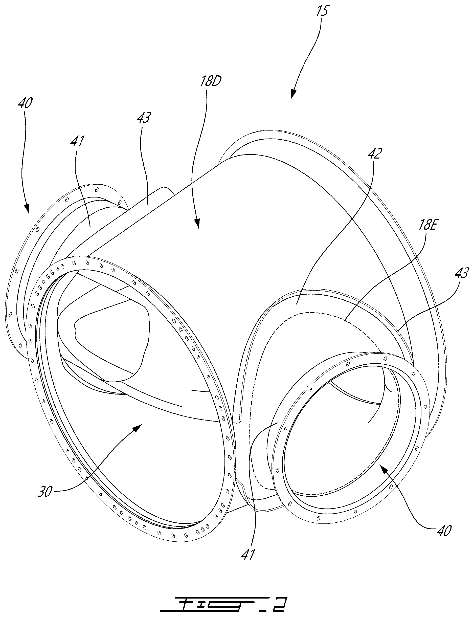 Patent US12617541 Figure 2 – Exhaust case for aircraft engine