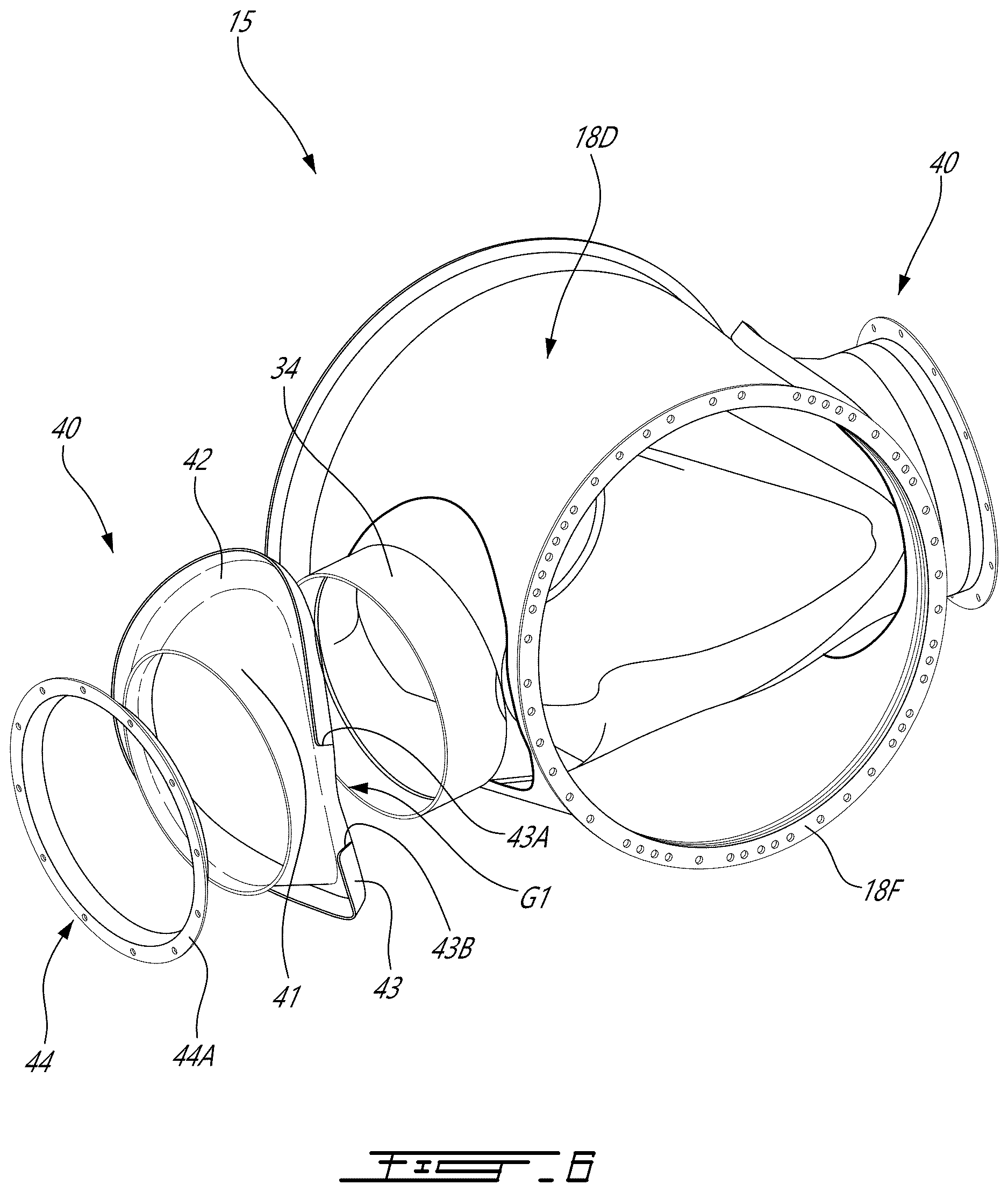 Patent US12617541 Figure 6 – Exhaust case for aircraft engine